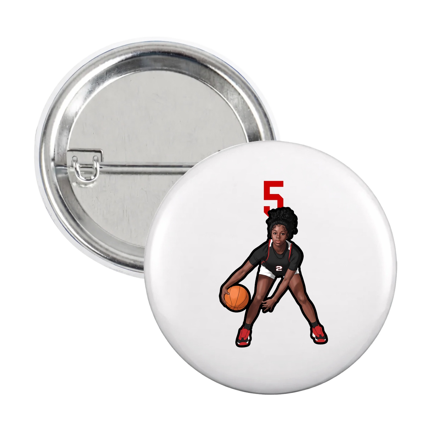 Game Day Button — Number Top in White