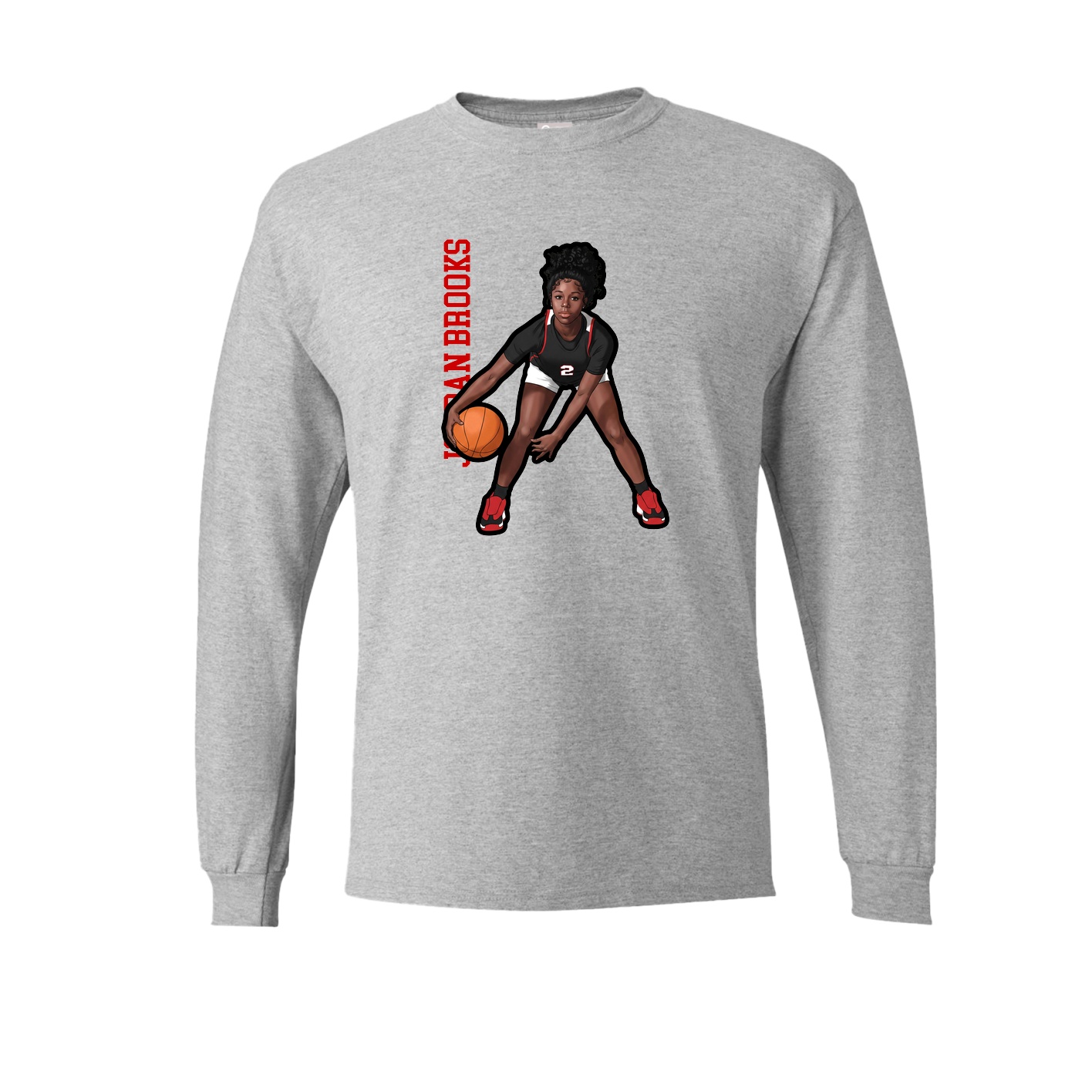 Long Sleeve Tee — Name Vertical in Grey