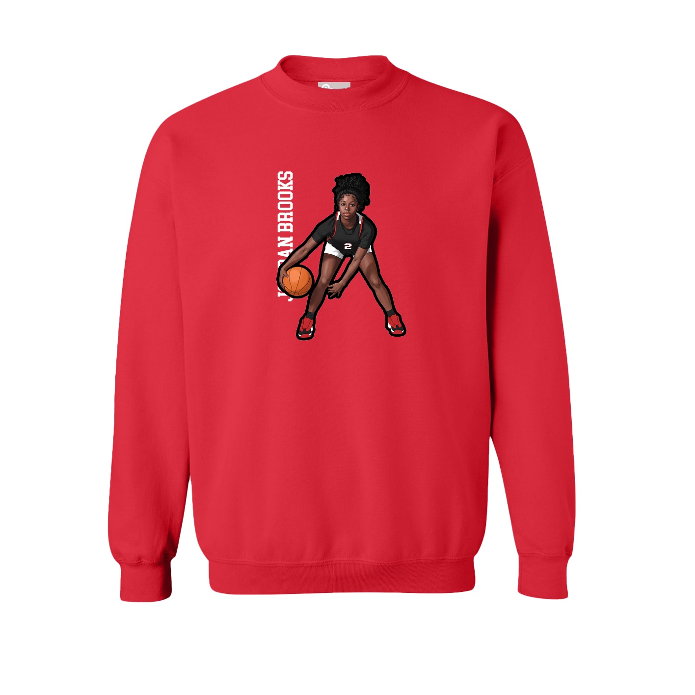 Fleece Crew — Name Vertical in Red
