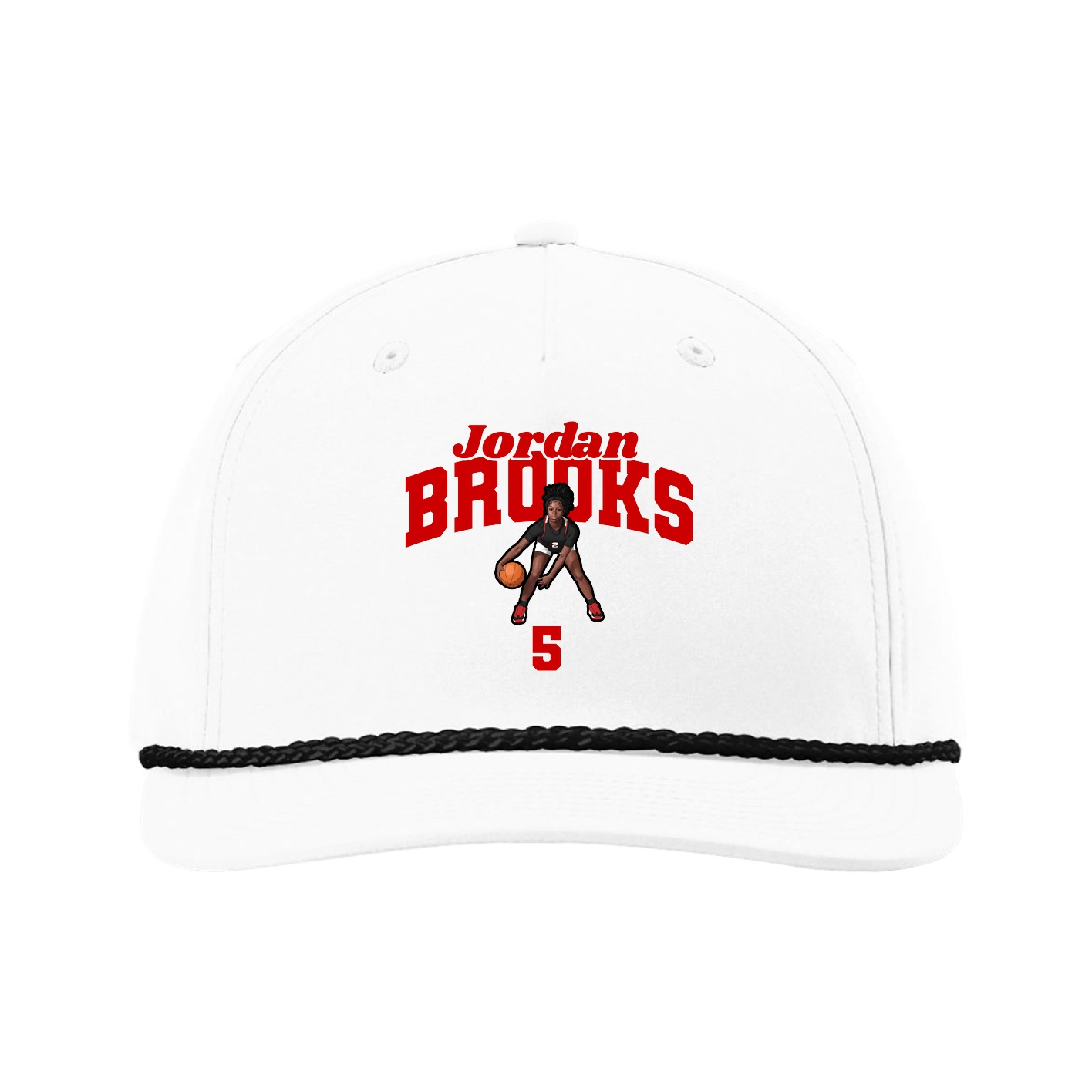 Five-Panel Classic Rope Cap — Signature Arch in White