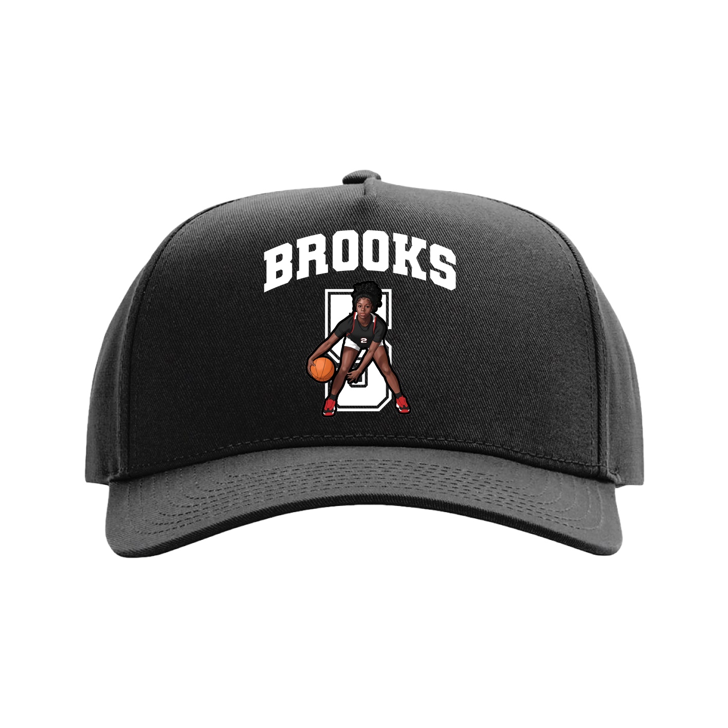 Full Fabric Five-Panel Champ Cap — Number in Black