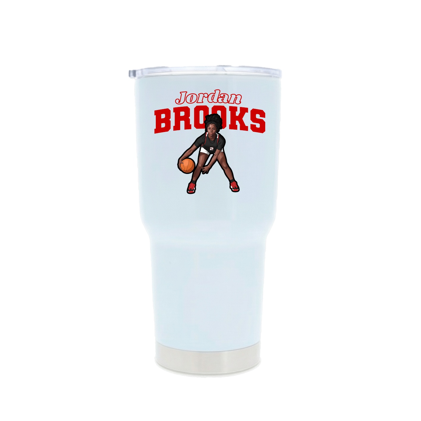 30oz Stainless Steel Tumbler — Name Arch in White
