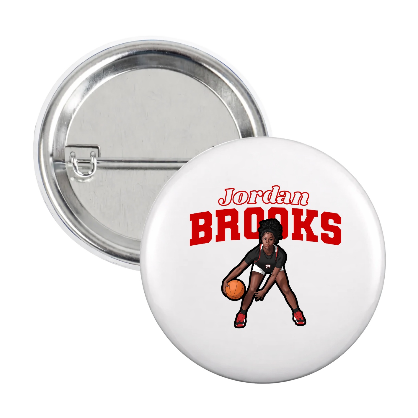 Game Day Button — Name Arch in White