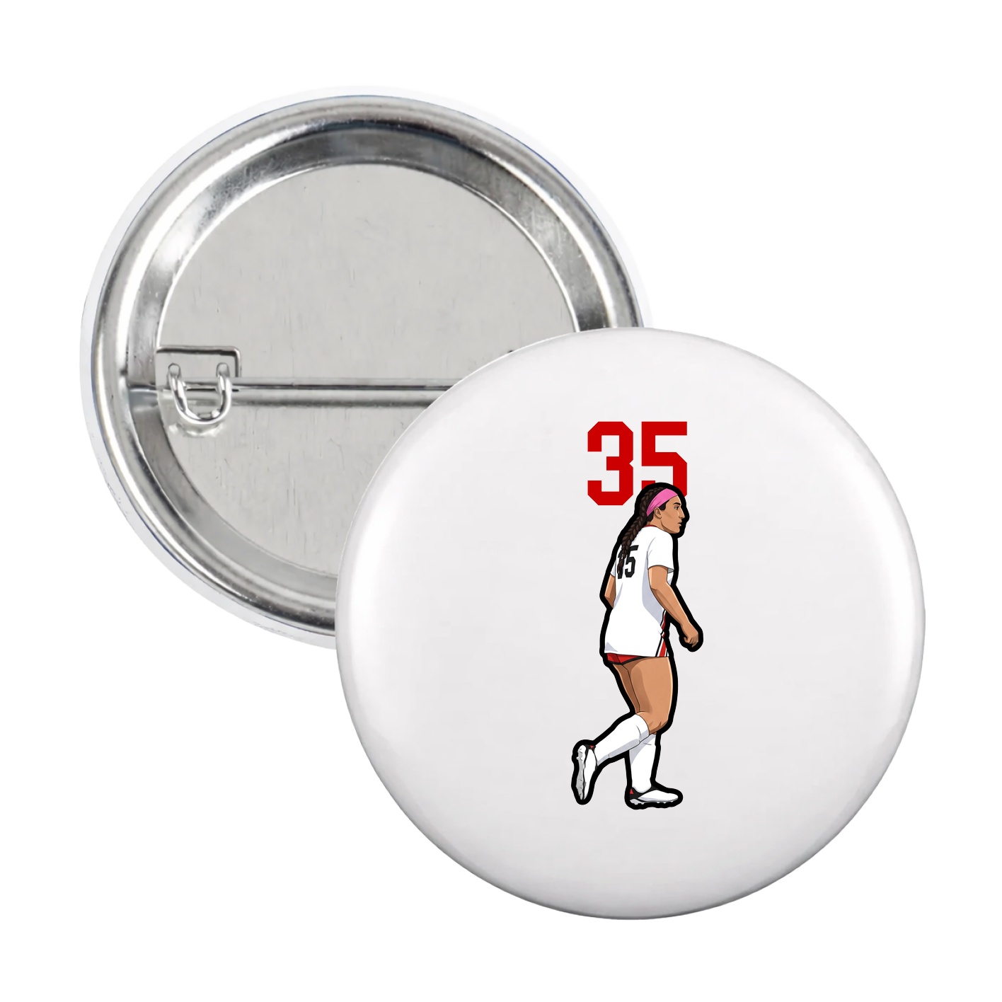 Game Day Button — Number Top in White