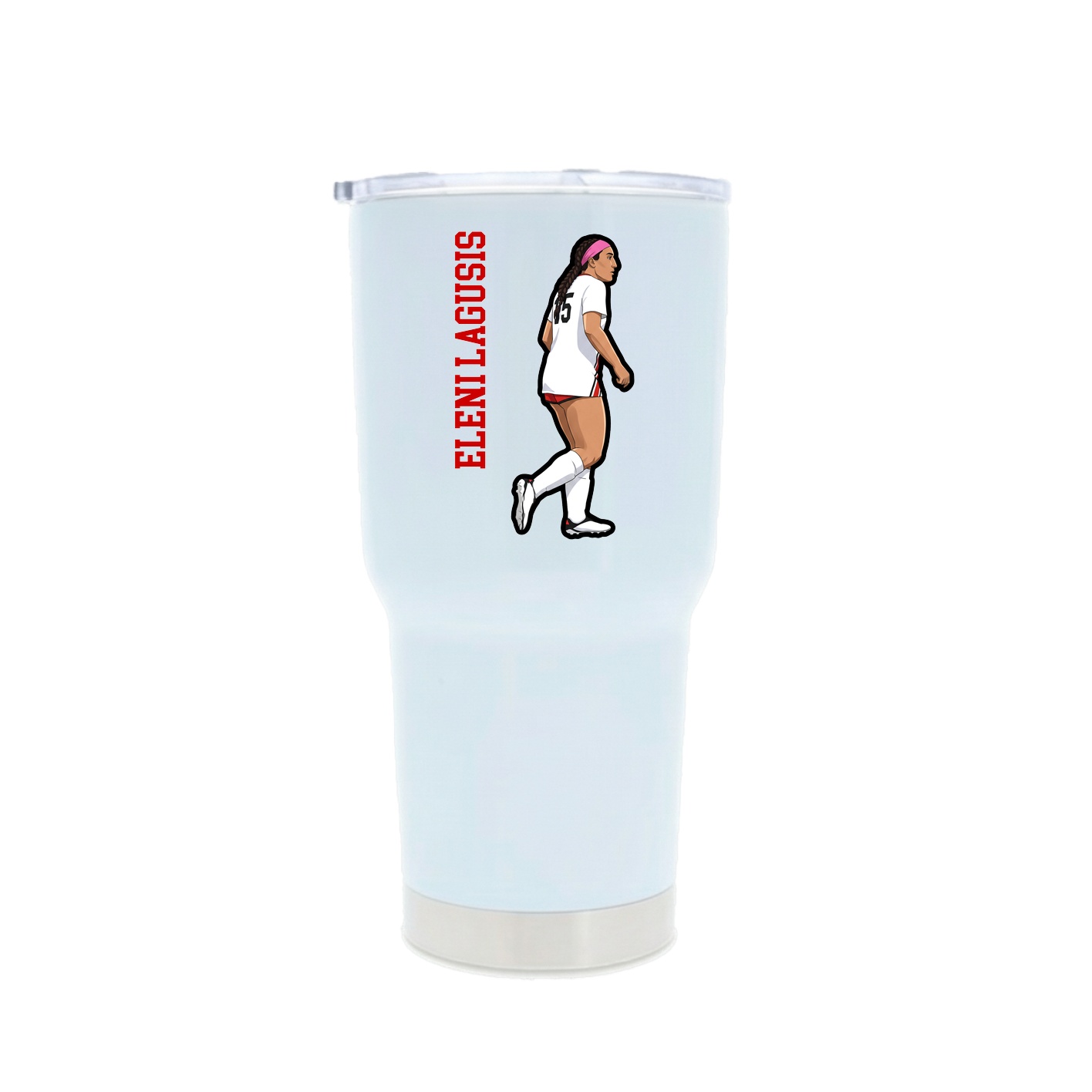30oz Stainless Steel Tumbler — Name Vertical in White