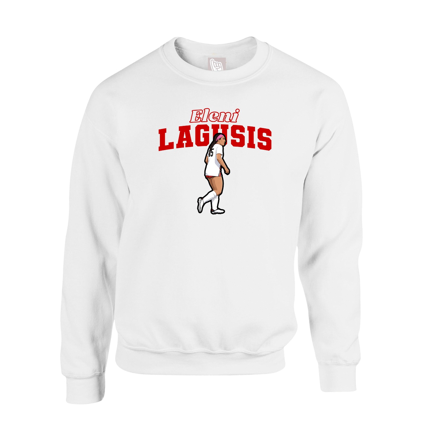 Fleece Crew — Name Arch in White