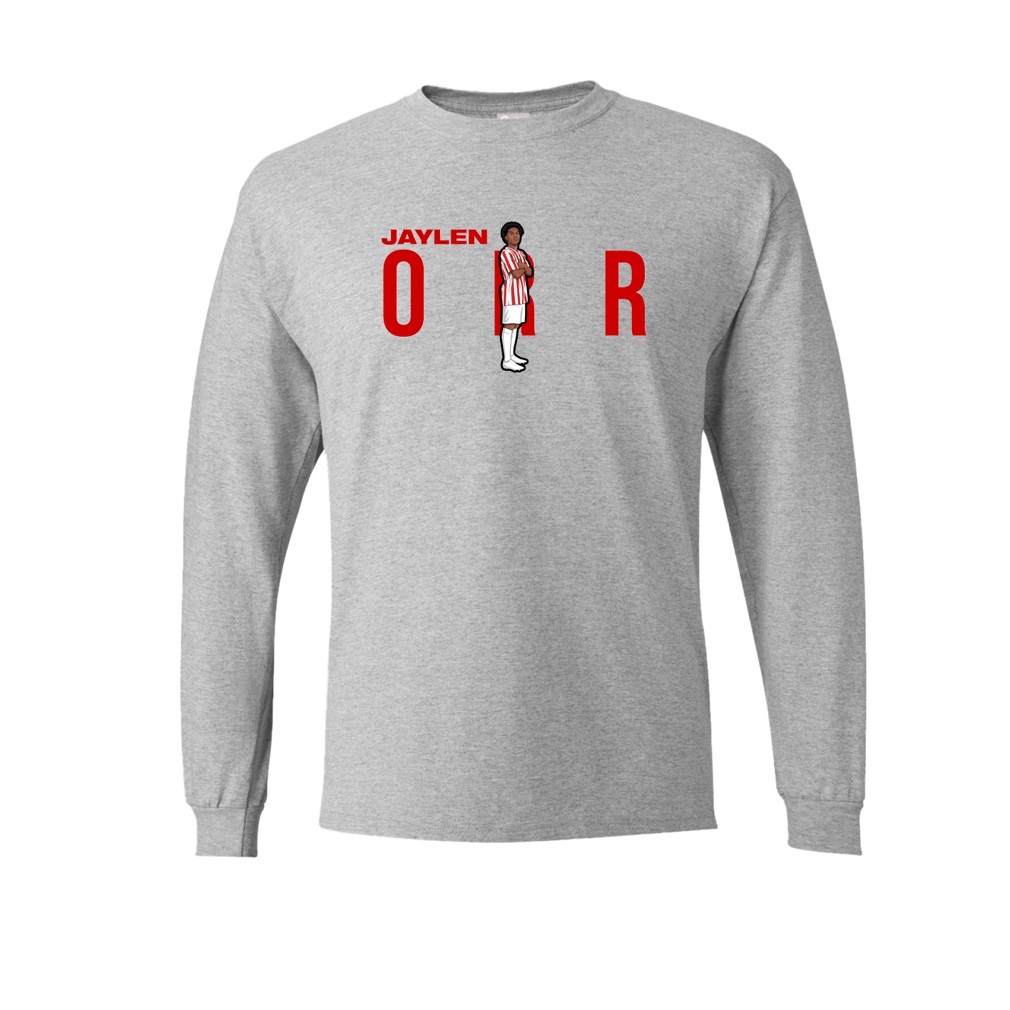 Long Sleeve Tee — Player Name in Grey