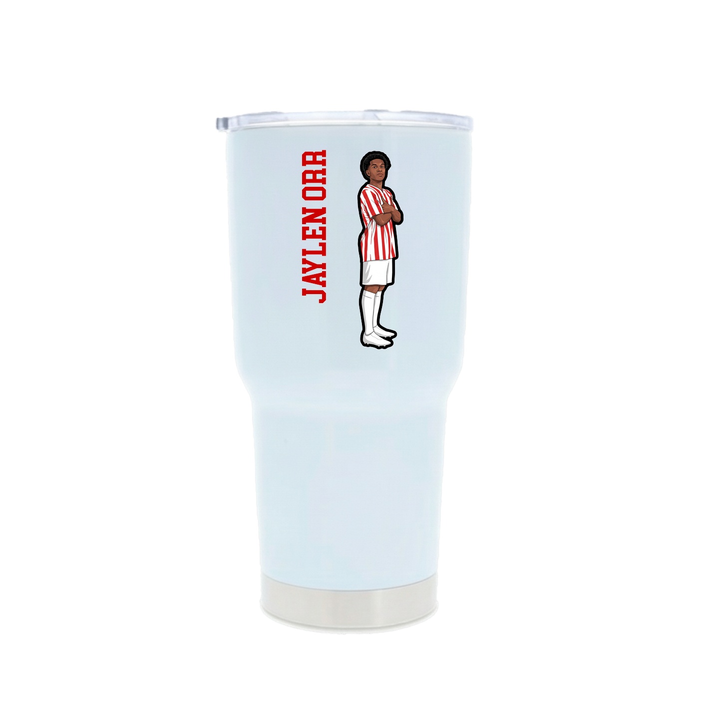 30oz Stainless Steel Tumbler — Name Vertical in White