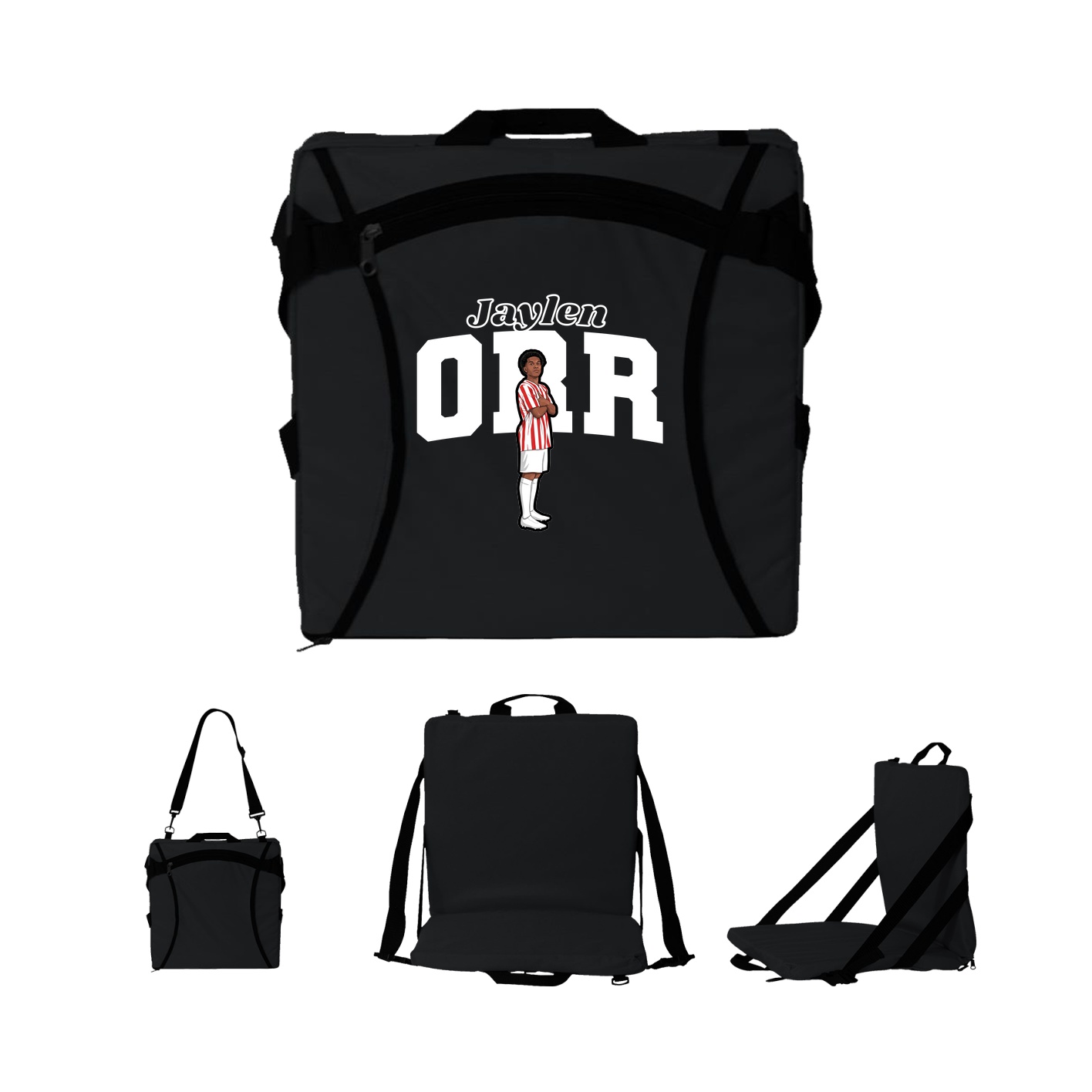 Folding Stadium Seat — Name Arch in Black