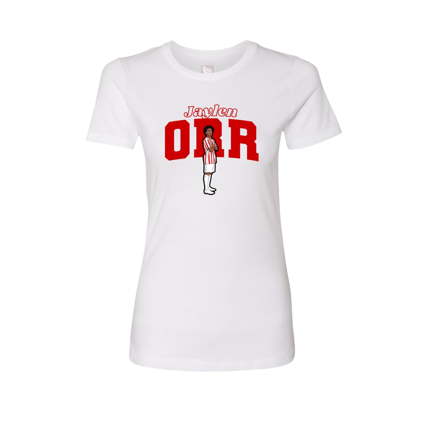 Fitted Women's Tee — Name Arch in White