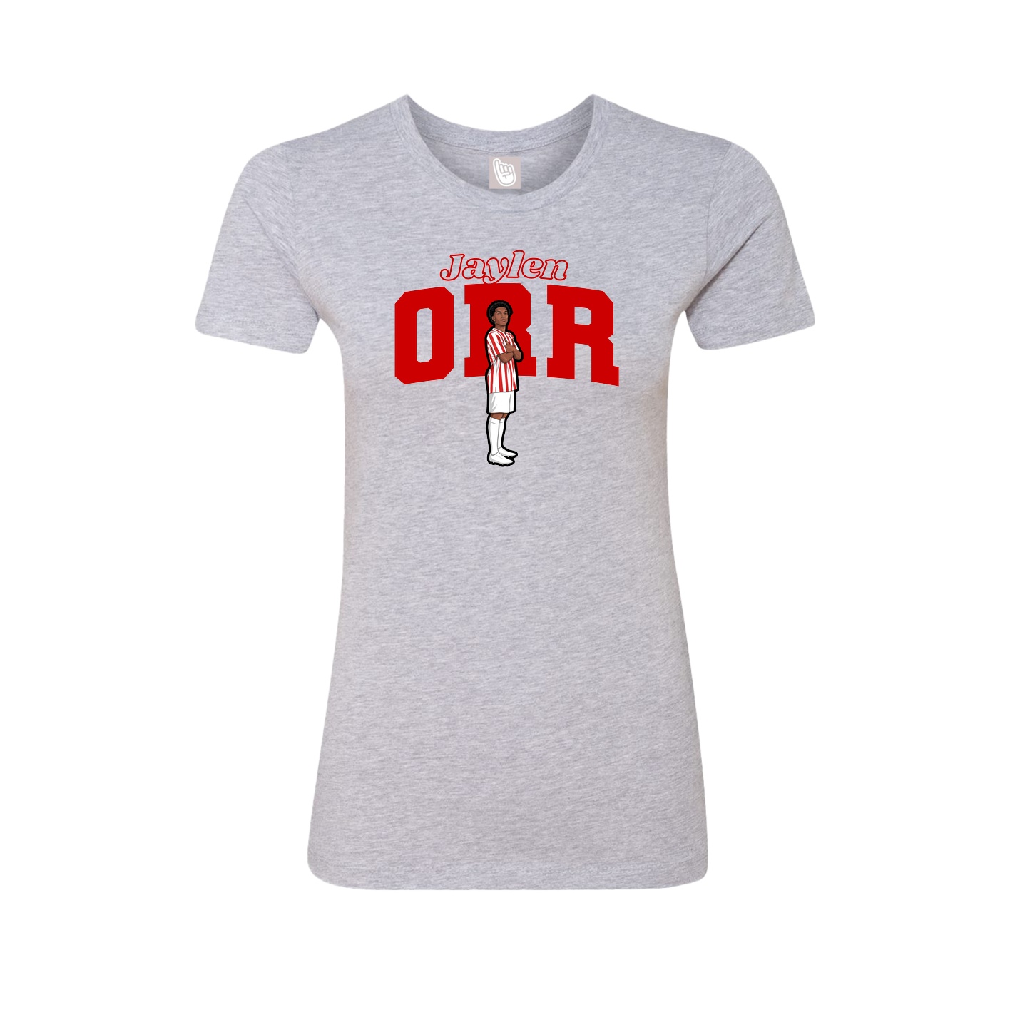 Fitted Women's Tee — Name Arch in Grey