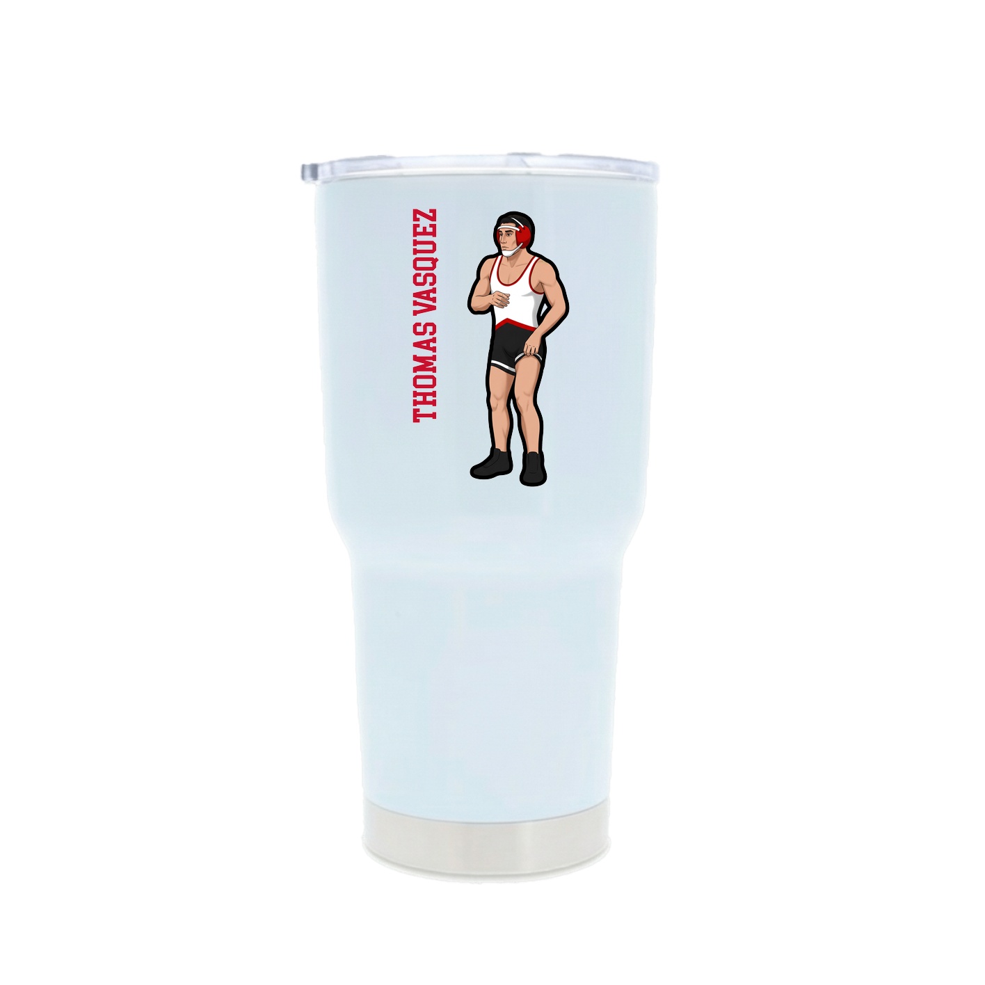 30oz Stainless Steel Tumbler — Name Vertical in White