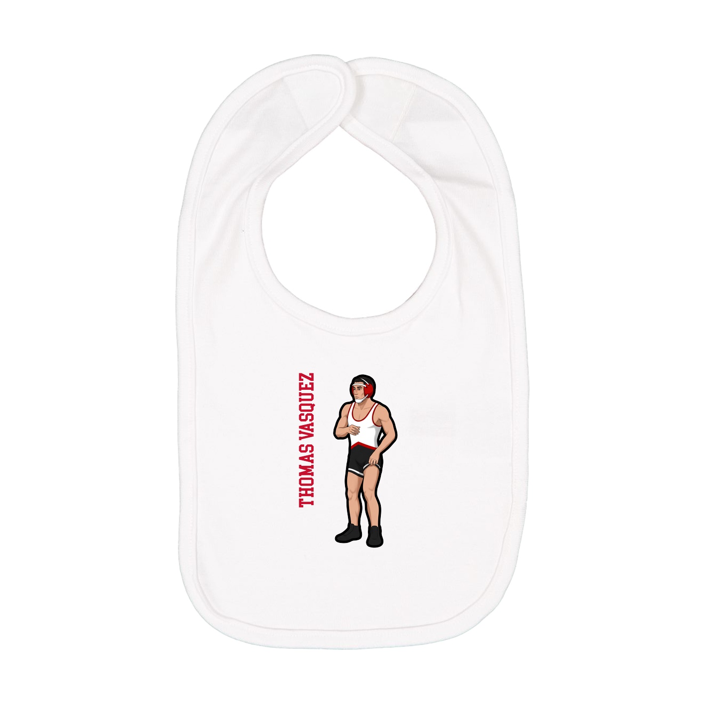 Infant Bib — Name Vertical in White