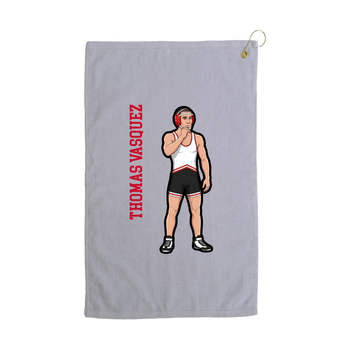 Golf Towel — Name Vertical in Grey