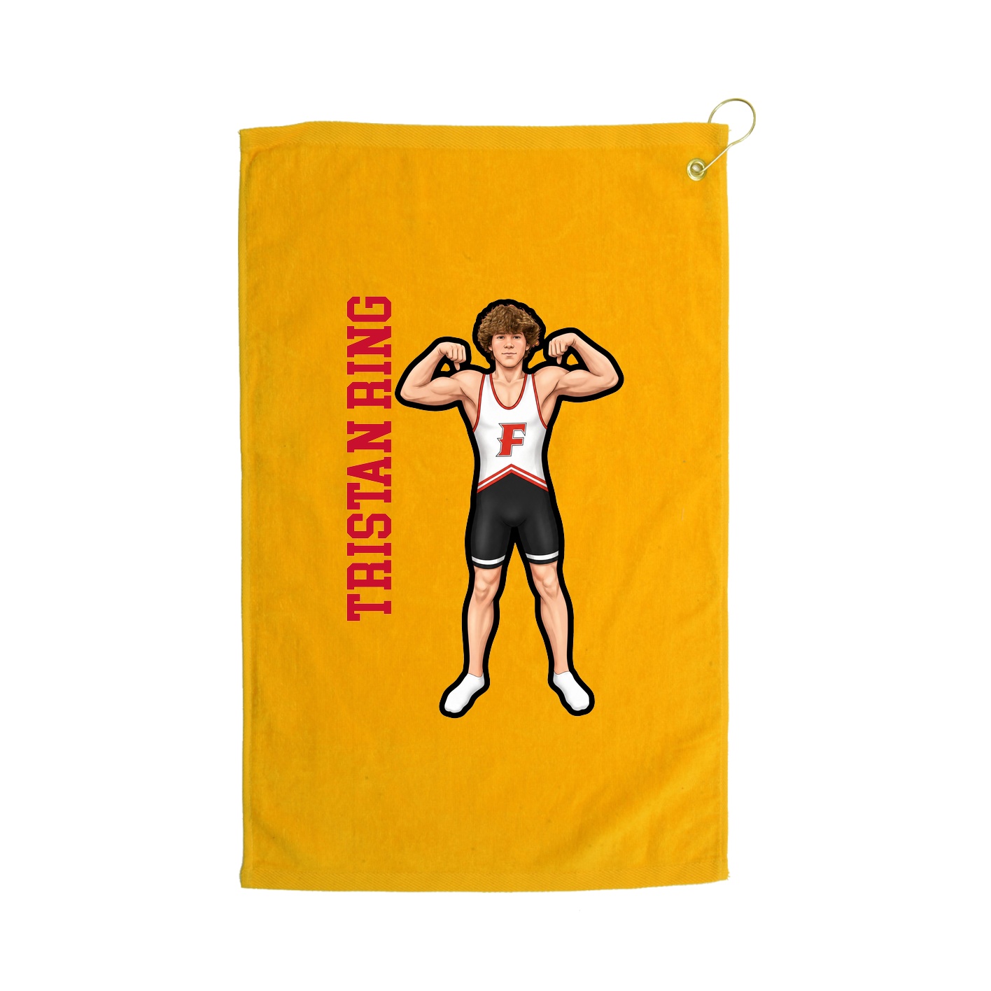 Golf Towel — Name Vertical in Gold