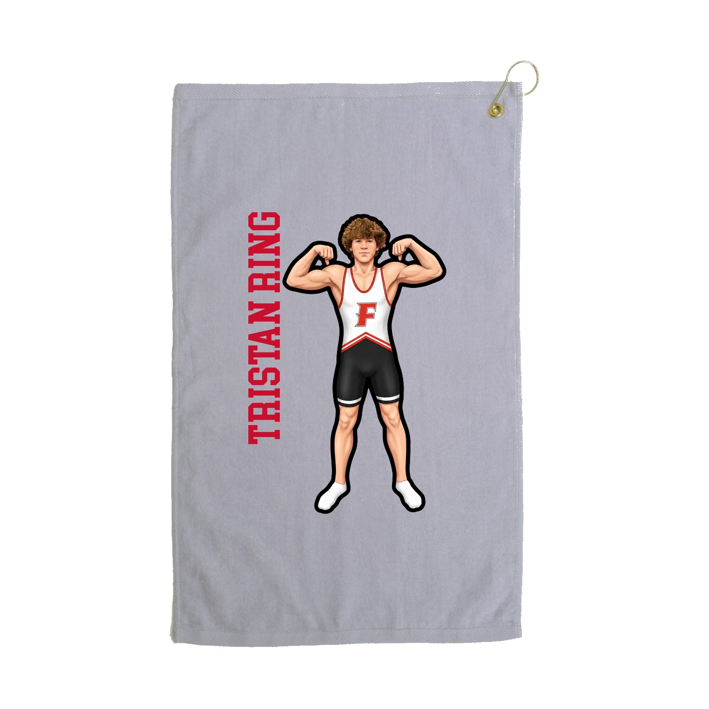 Golf Towel — Name Vertical in Grey