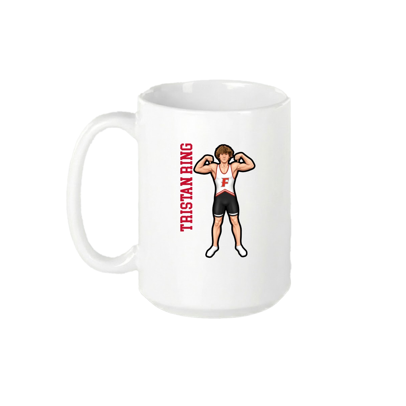 15oz Coffee Mug — Name Vertical in White