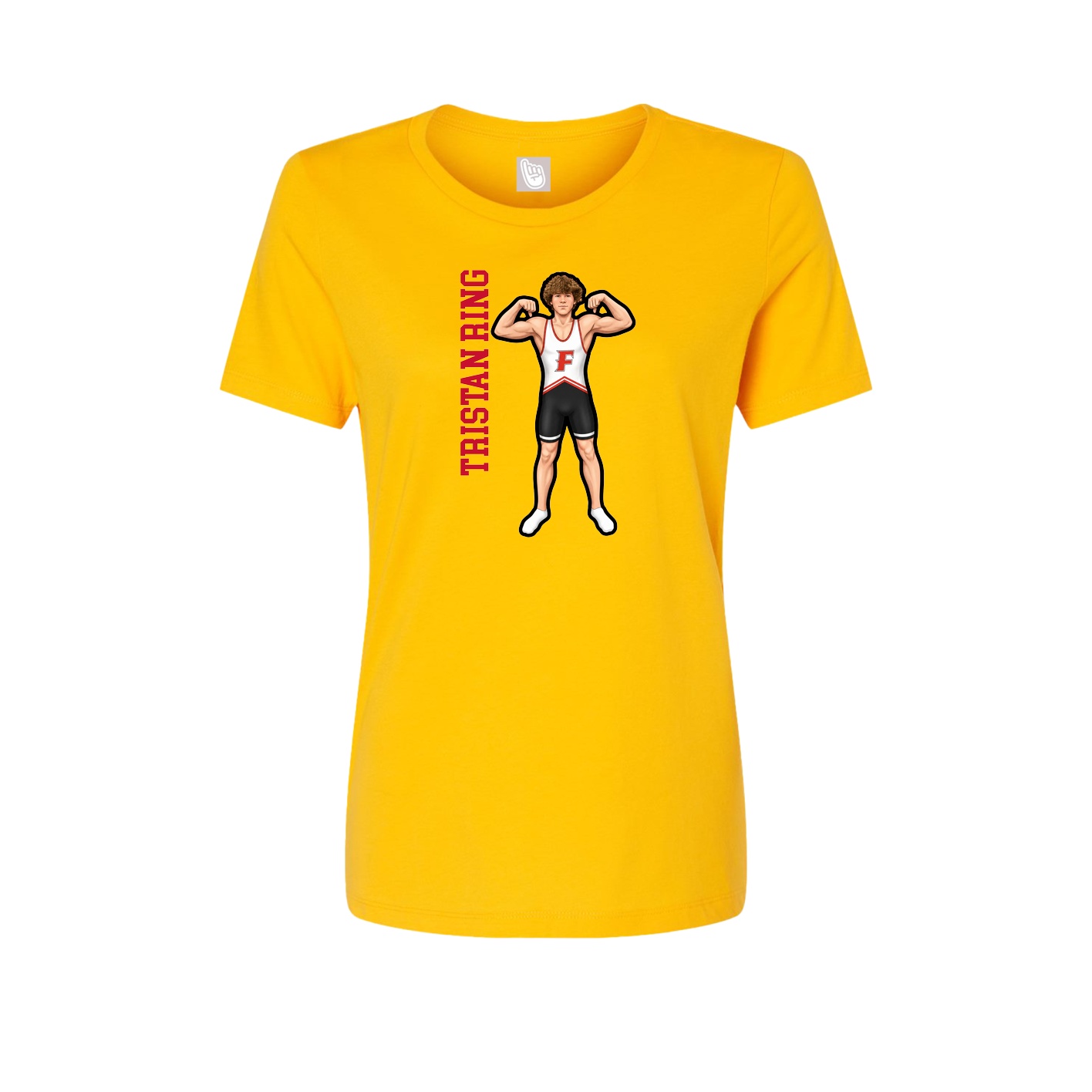Fitted Women's Tee — Name Vertical in Gold