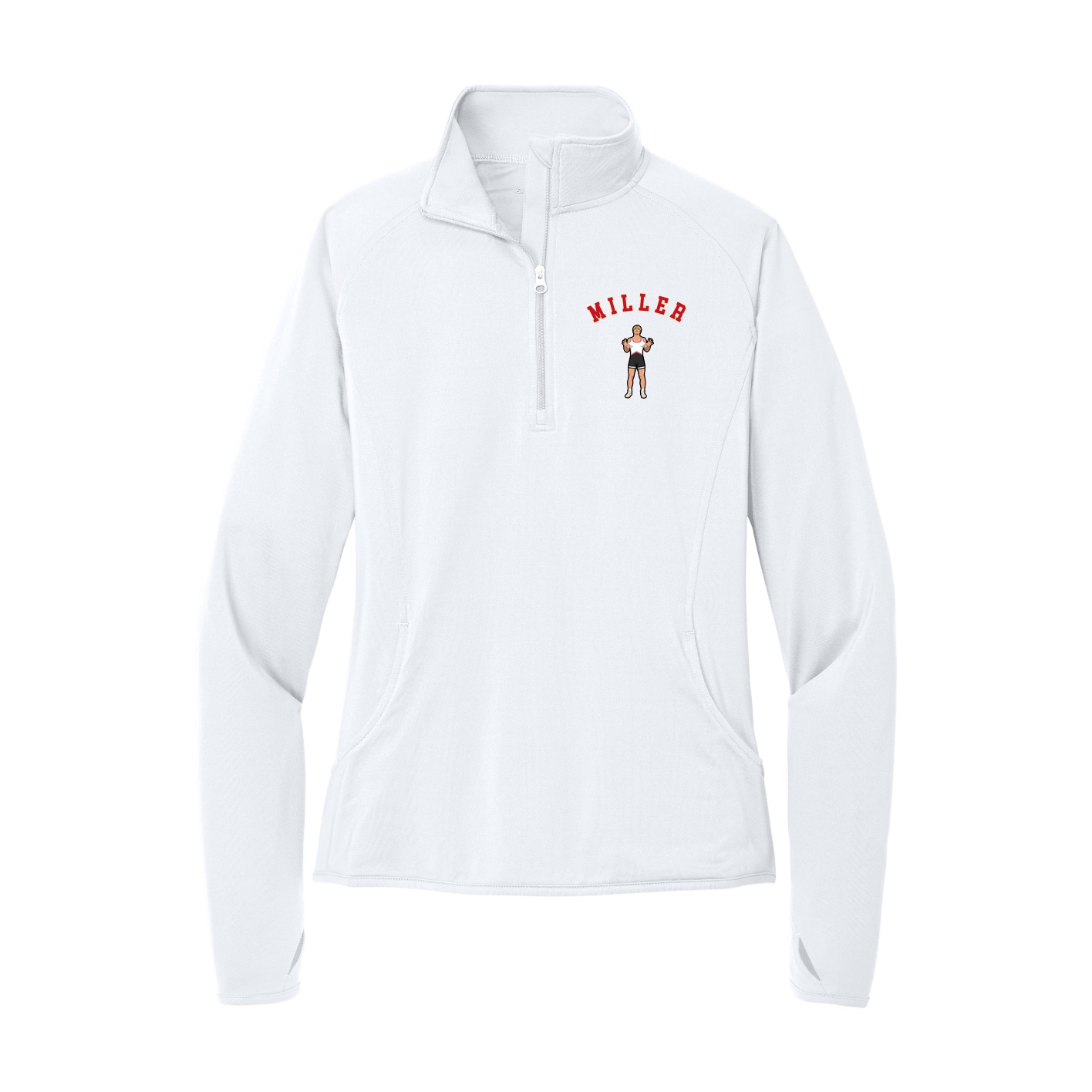 Women's Q-Zip Pullover — Shirsey Arch in White