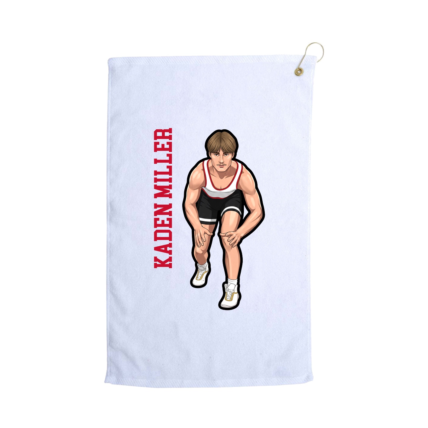 Golf Towel — Name Vertical in White