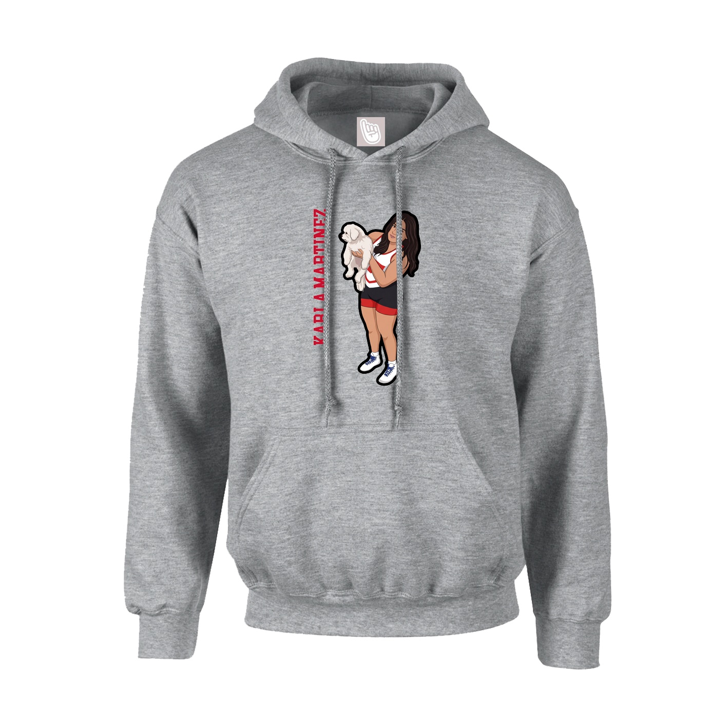 Hoodie — Name Vertical in Grey