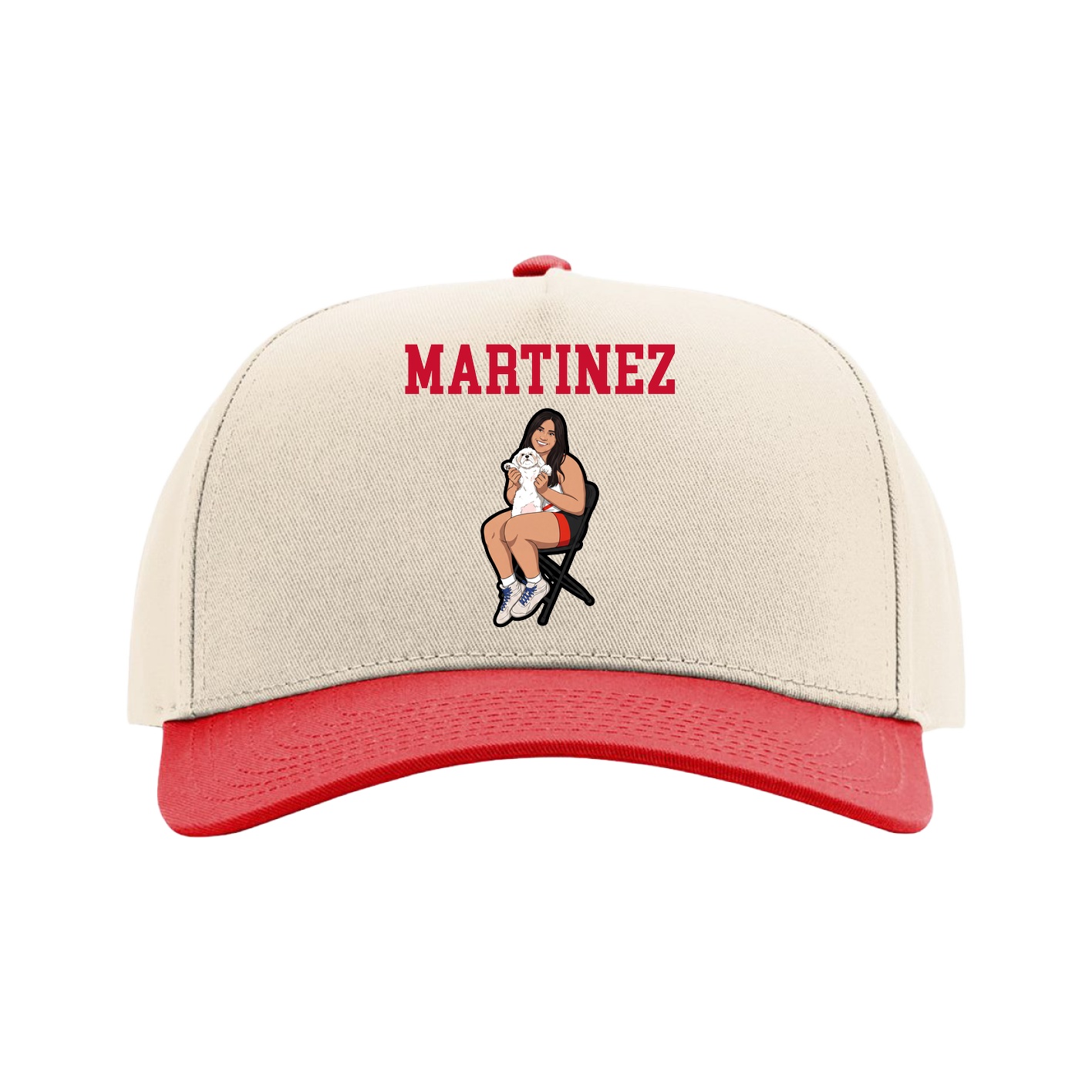 Full Fabric Five-Panel Champ Cap — Shirsey in Cream/Red