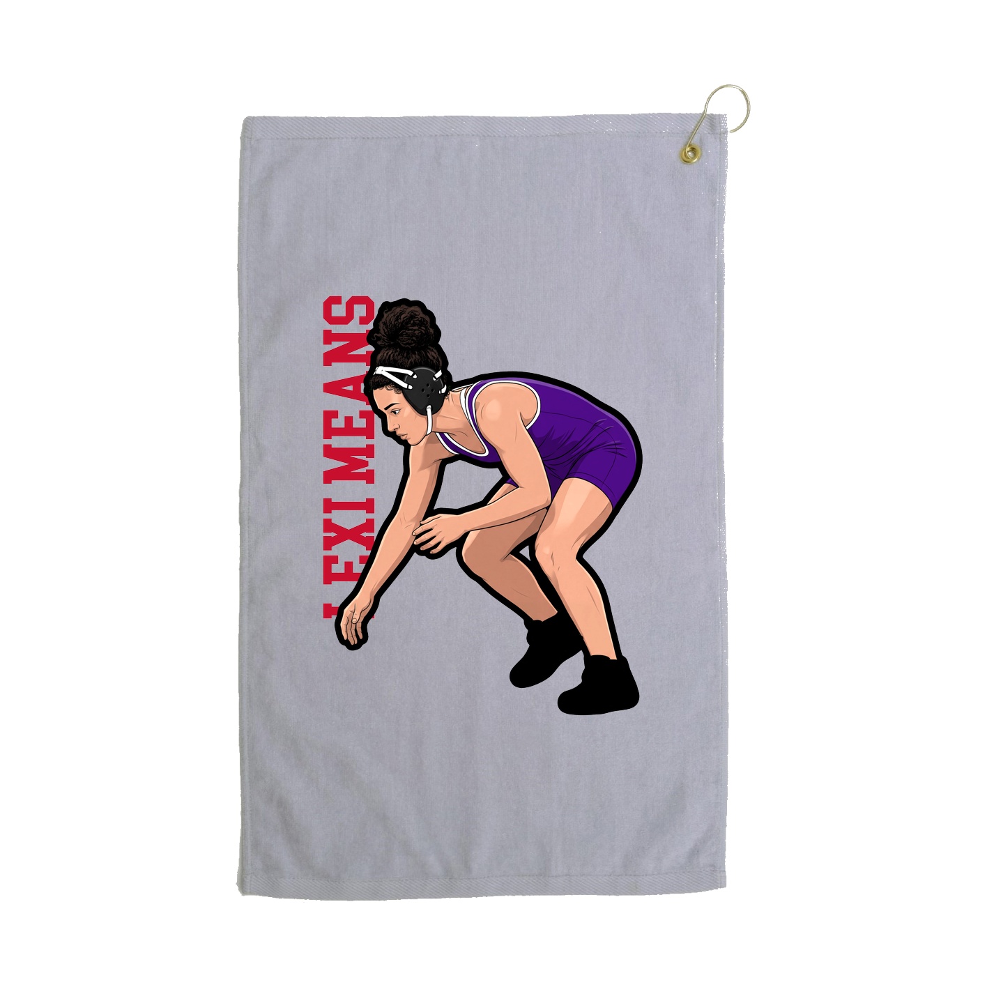 Golf Towel — Name Vertical in Grey
