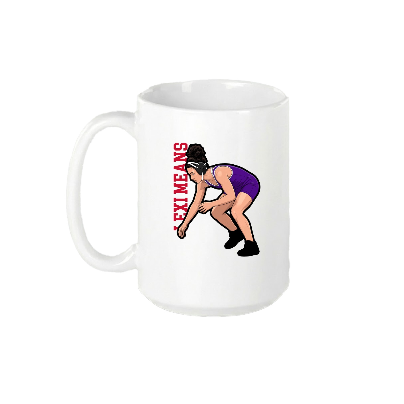 15oz Coffee Mug — Name Vertical in White