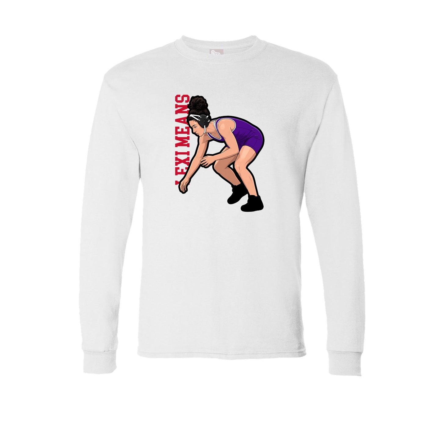 Long Sleeve Tee — Name Vertical in White