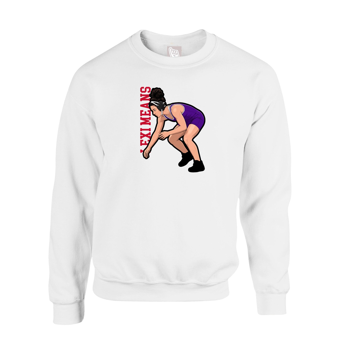Fleece Crew — Name Vertical in White