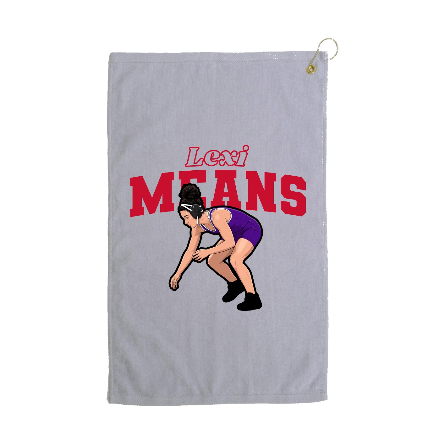 Golf Towel — Name Arch in Grey