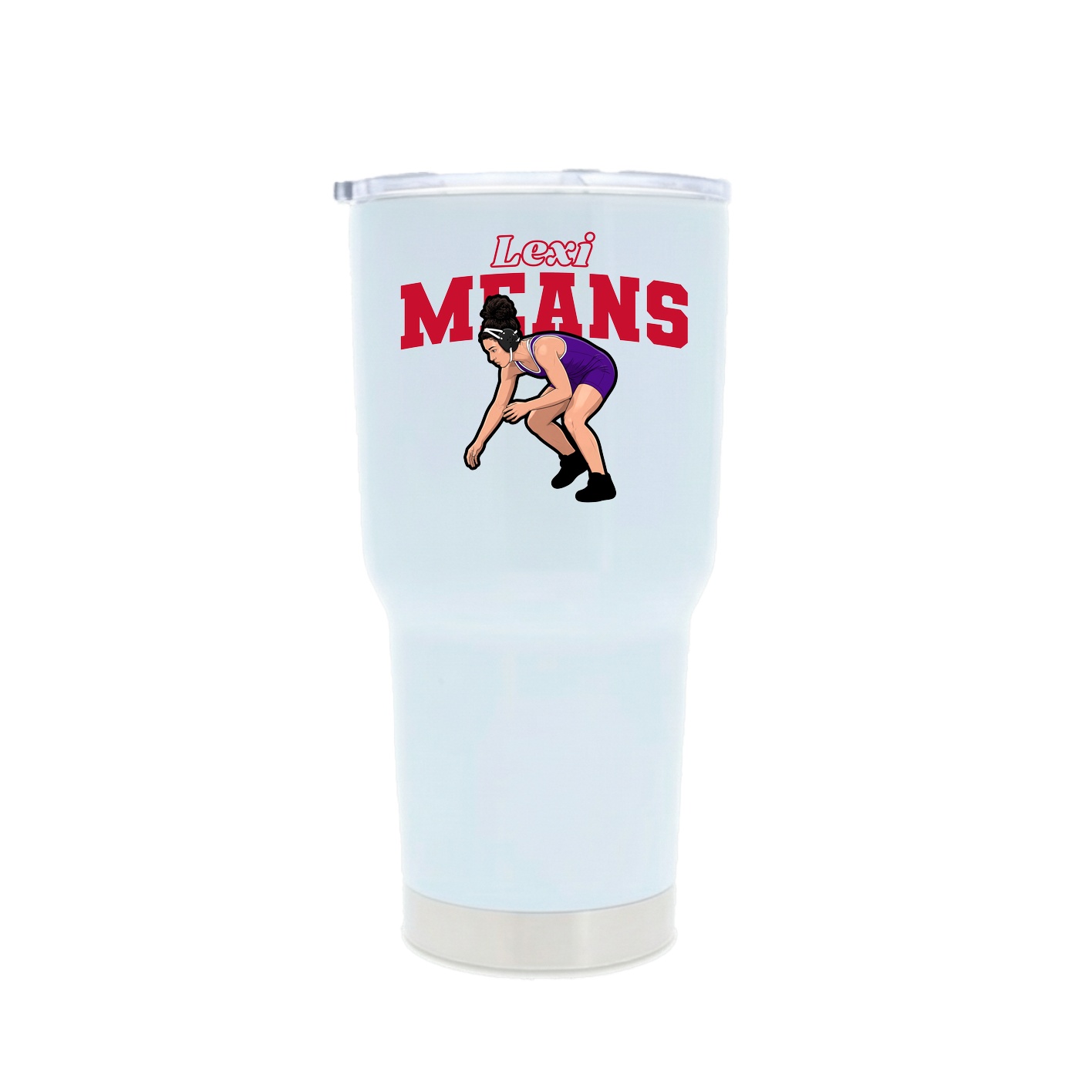 30oz Stainless Steel Tumbler — Name Arch in White