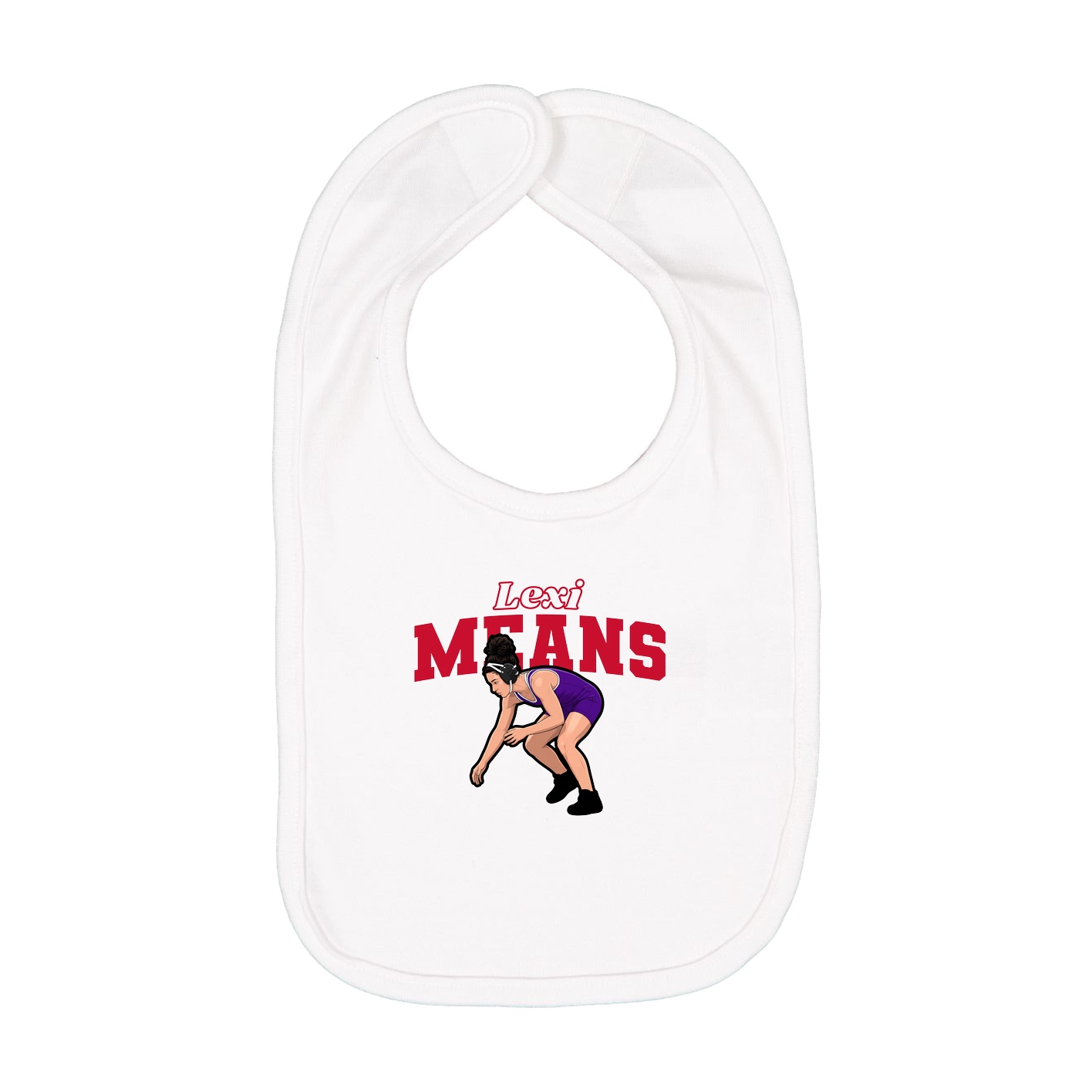 Infant Bib — Name Arch in White