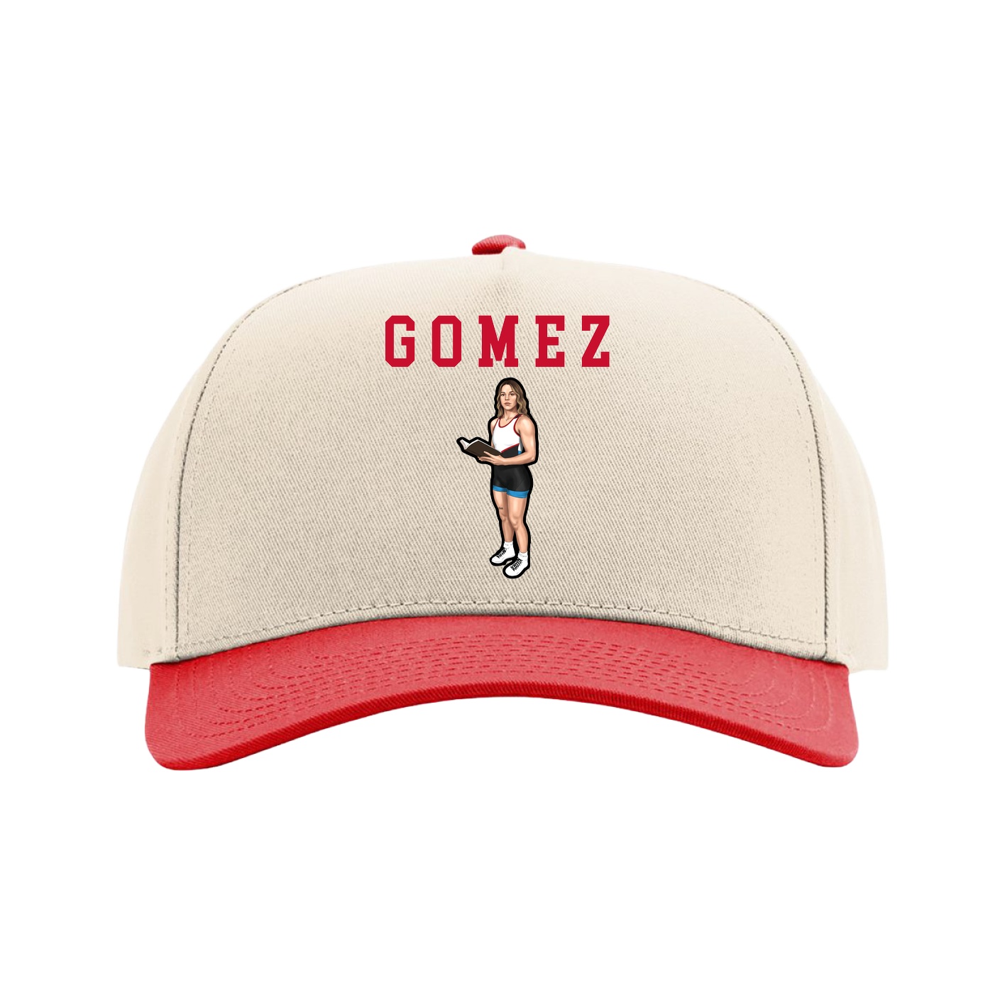 Full Fabric Five-Panel Champ Cap — Shirsey in Cream/Red