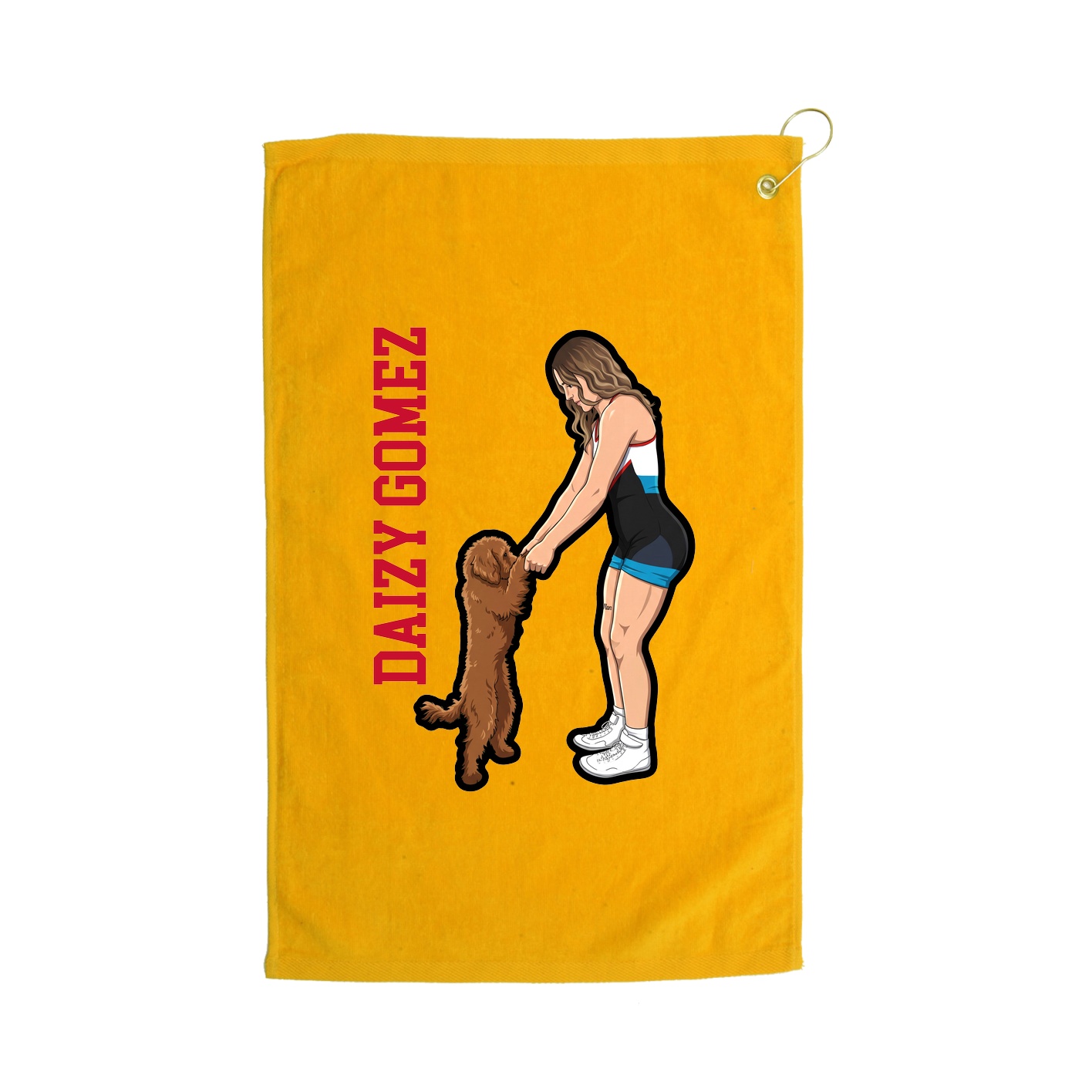Golf Towel — Name Vertical in Gold