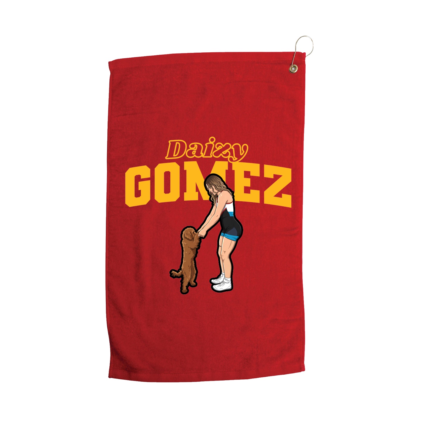 Golf Towel — Name Arch in Red