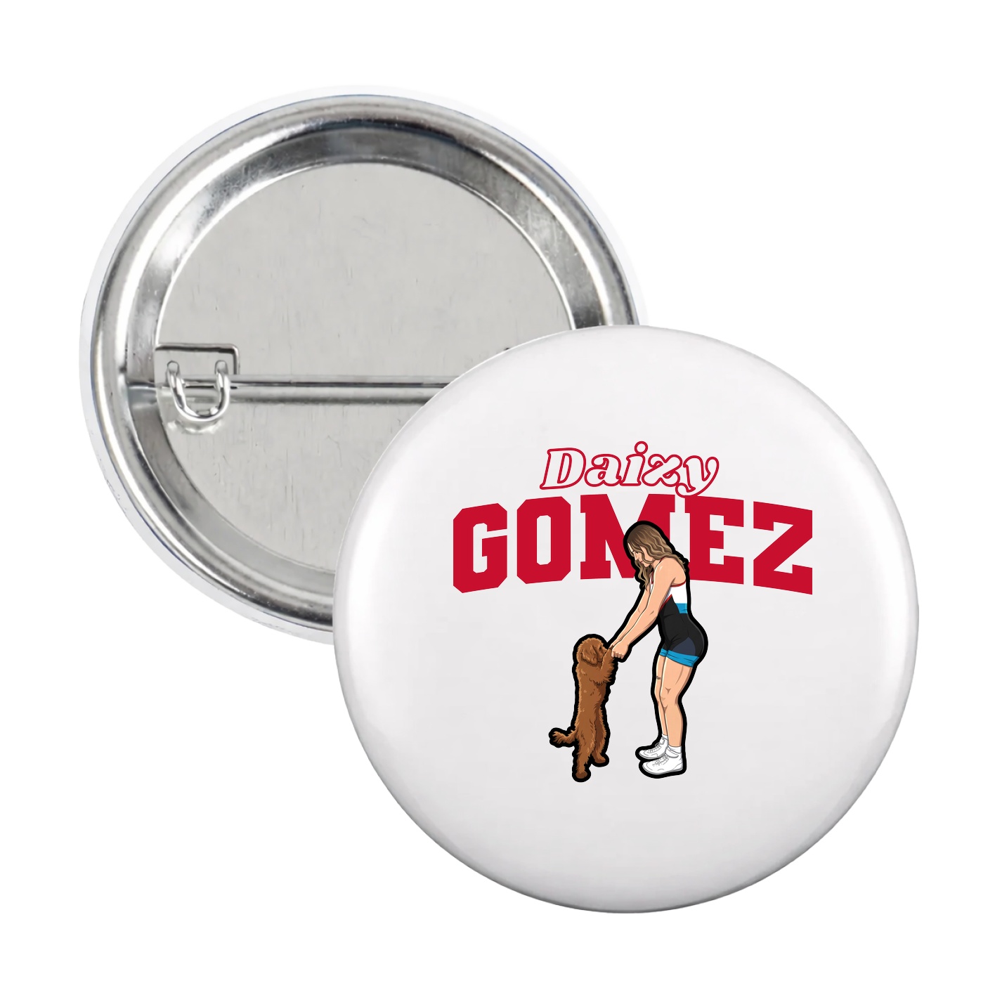 Game Day Button — Name Arch in White