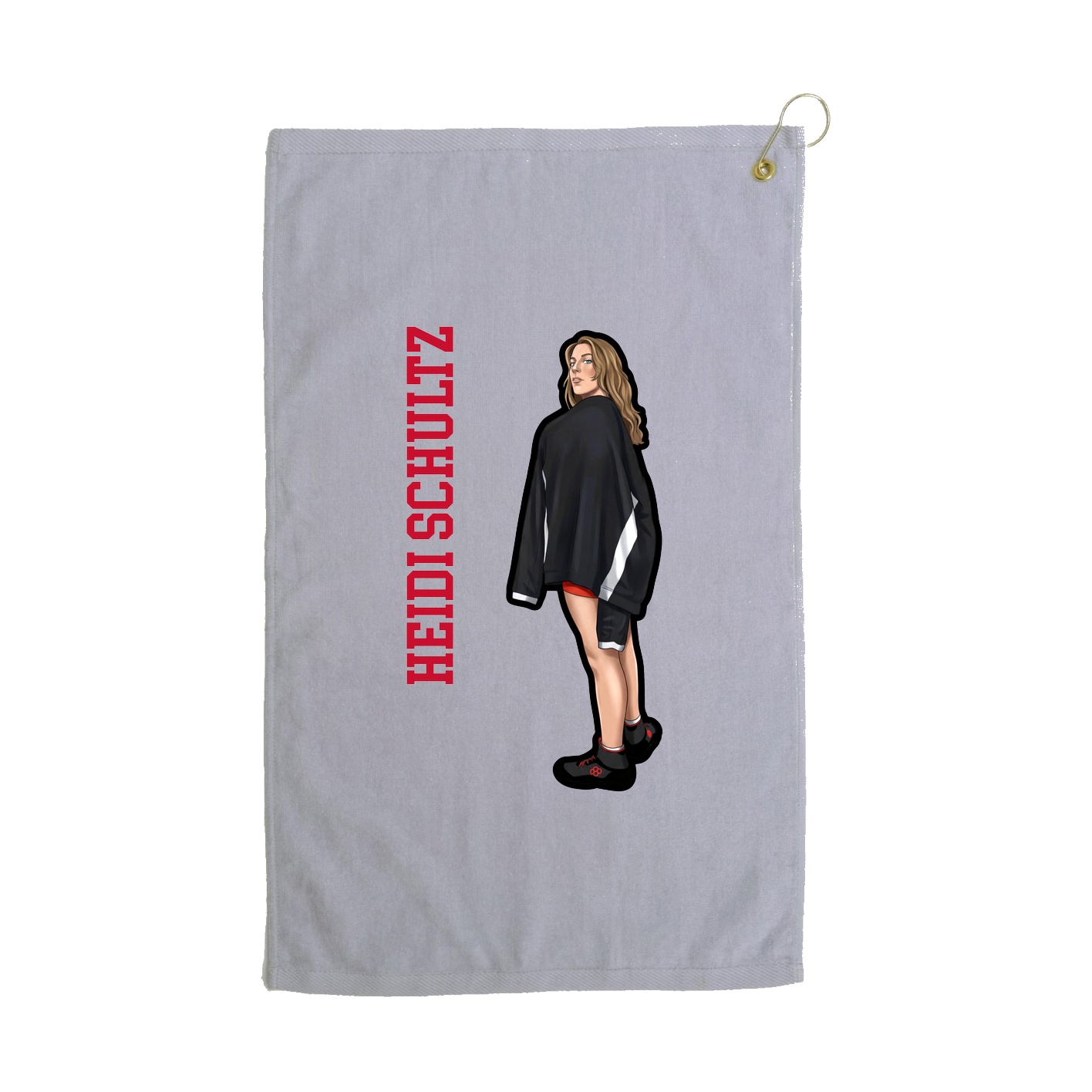 Golf Towel — Name Vertical in Grey