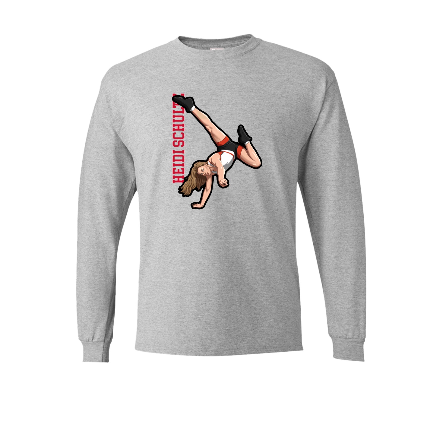 Long Sleeve Tee — Name Vertical in Grey
