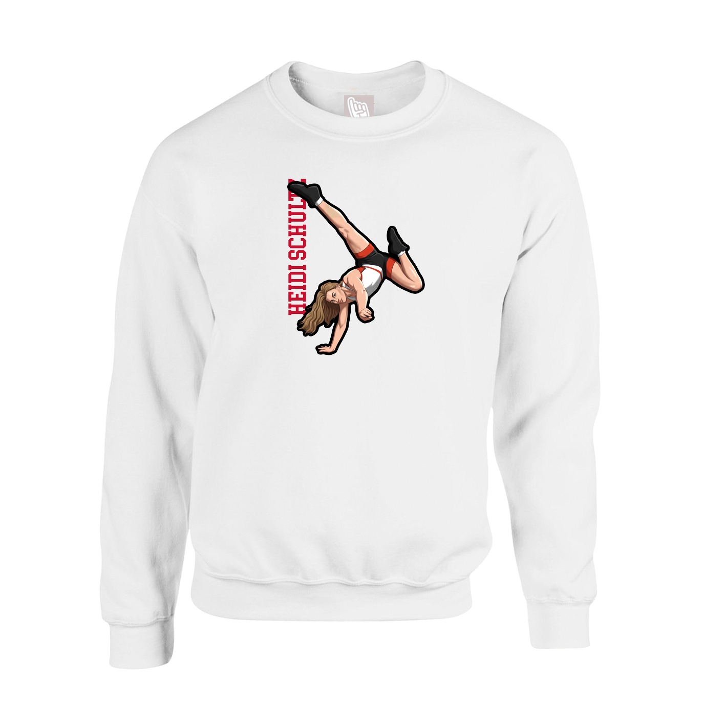 Fleece Crew — Name Vertical in White
