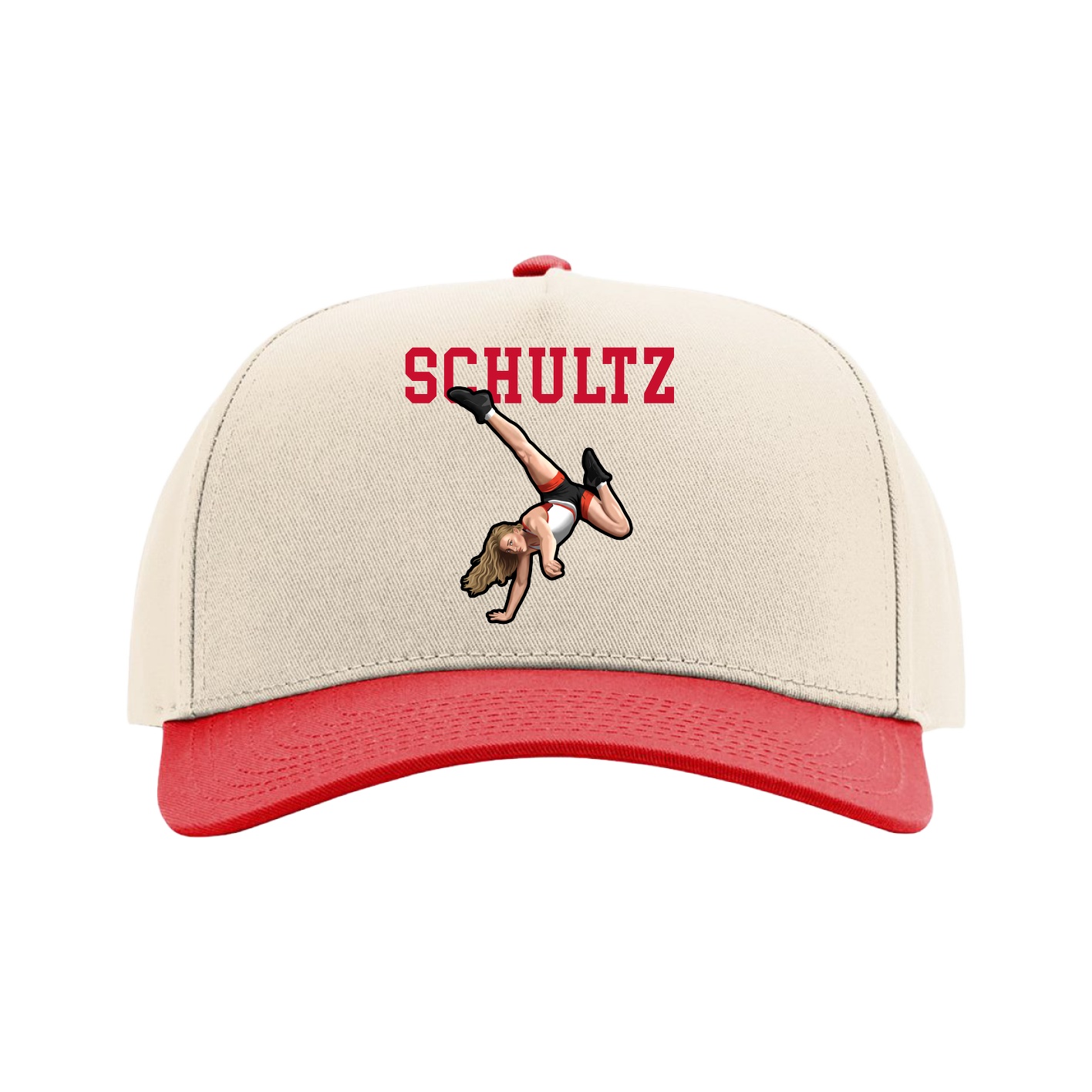 Full Fabric Five-Panel Champ Cap — Shirsey in Cream/Red