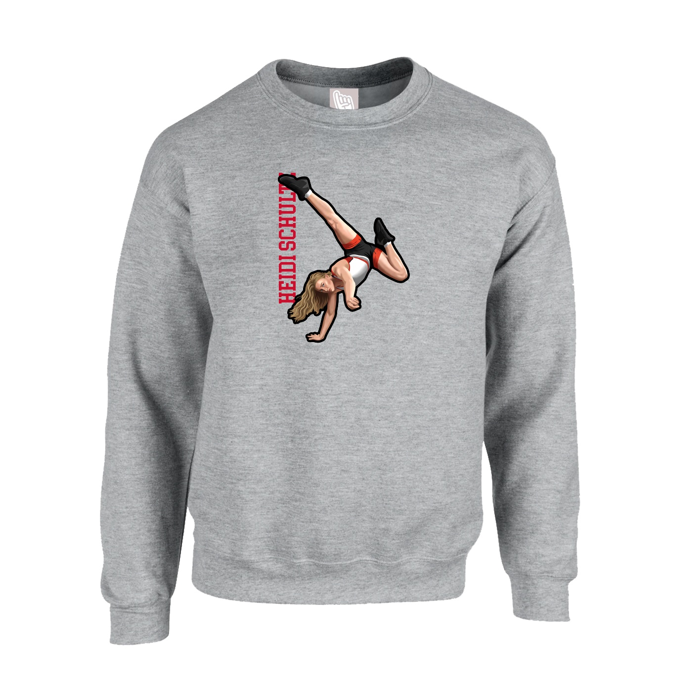 Fleece Crew — Name Vertical in Grey