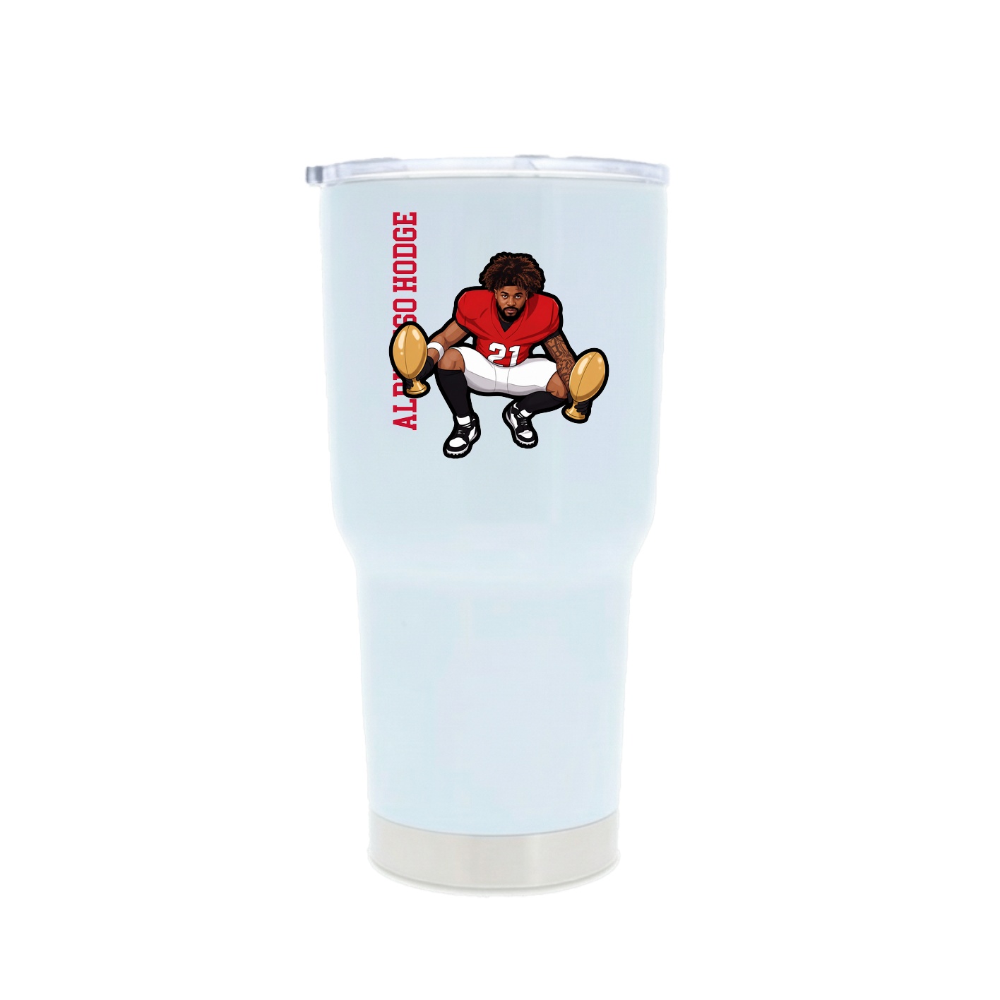 30oz Stainless Steel Tumbler — Name Vertical in White