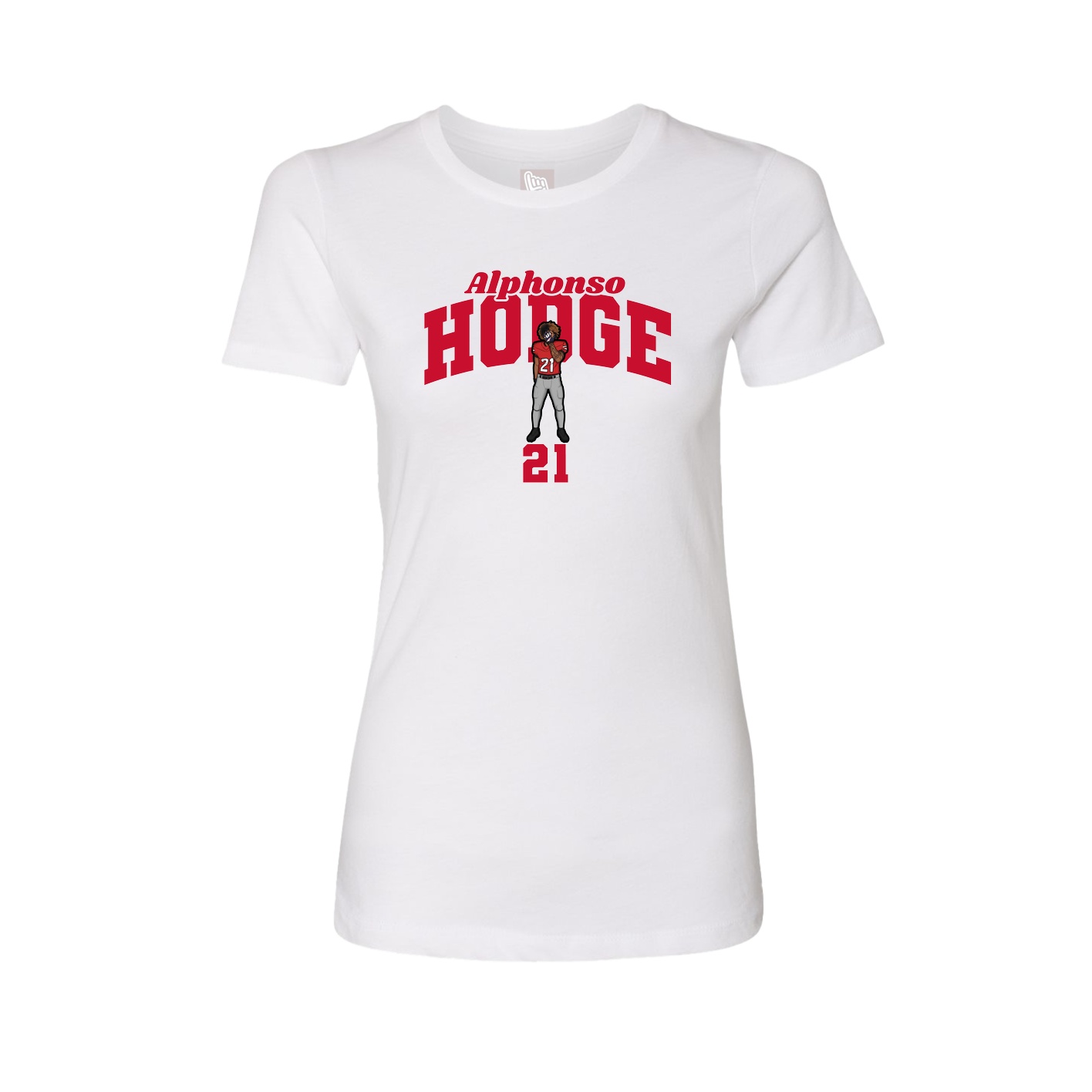 Fitted Women's Tee — Signature Arch in White