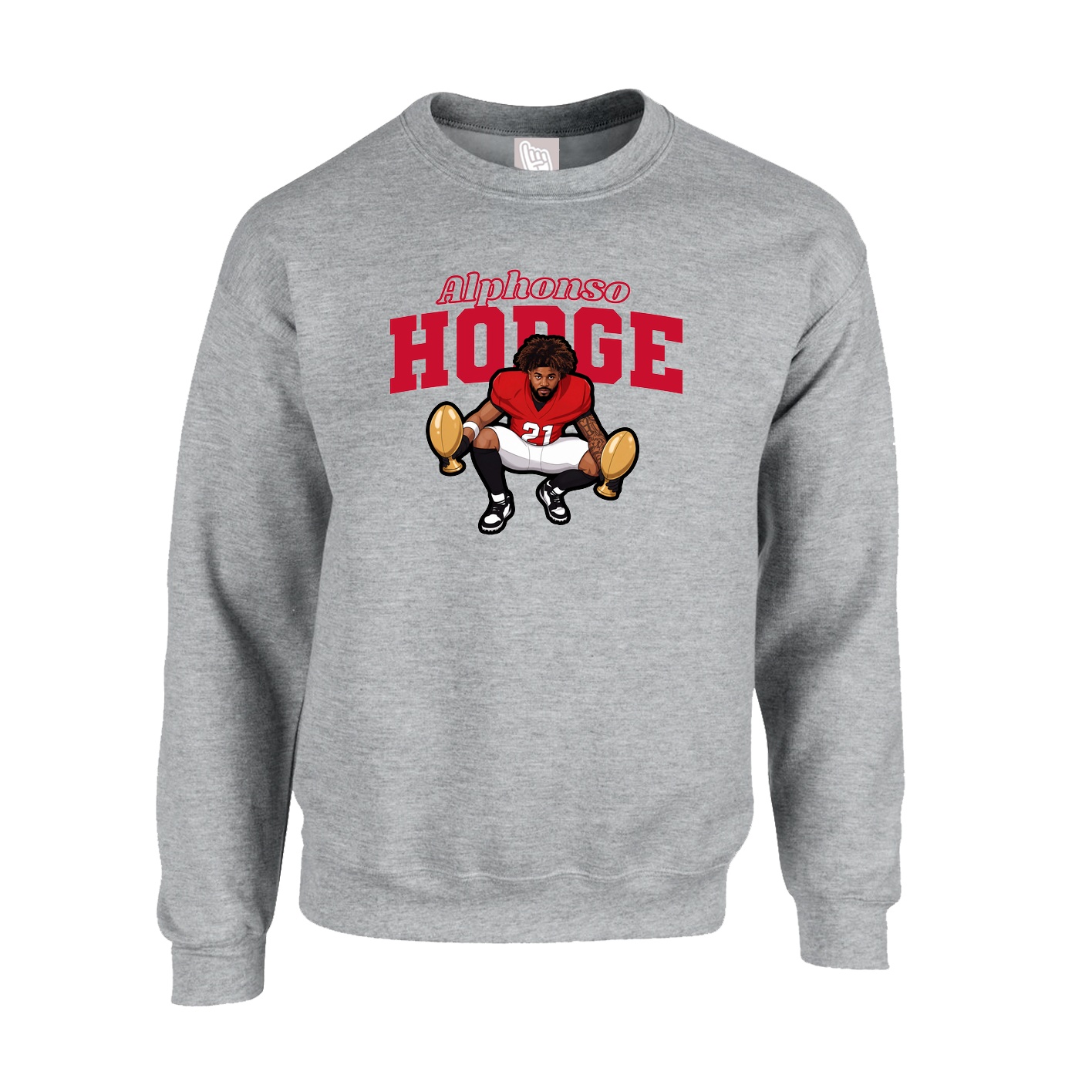 Fleece Crew — Name Arch in Grey