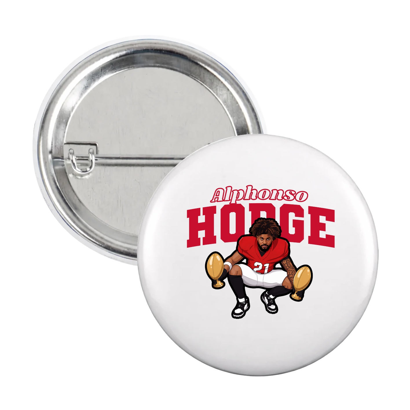 Game Day Button — Name Arch in White