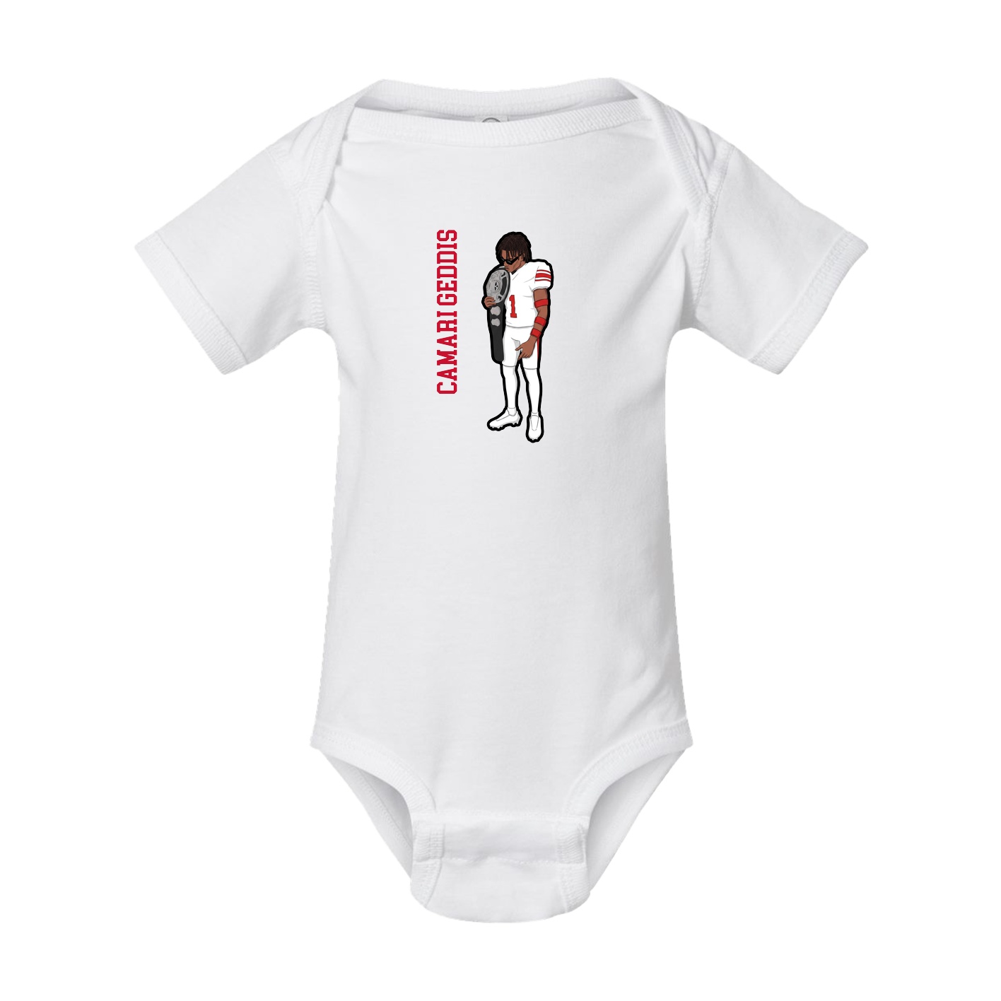 Baby Onesie — Name Vertical in White