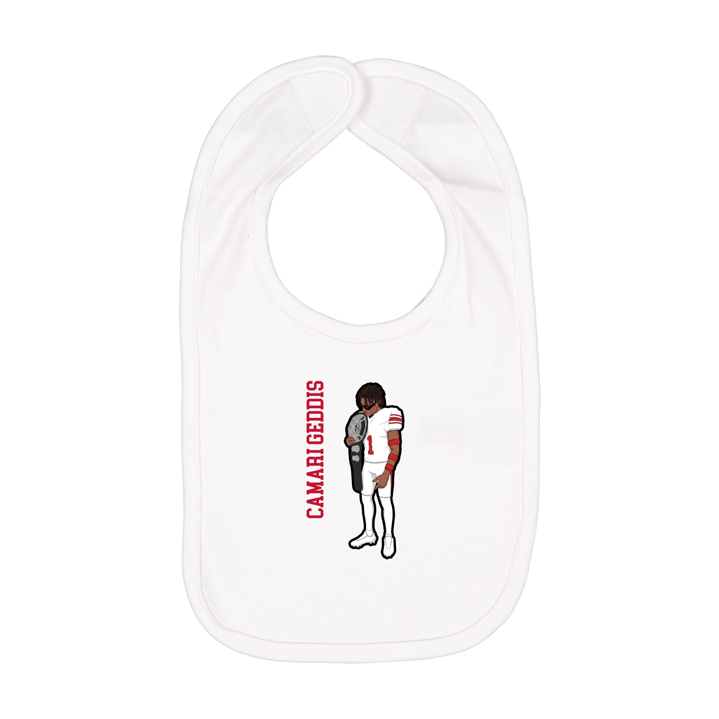 Infant Bib — Name Vertical in White