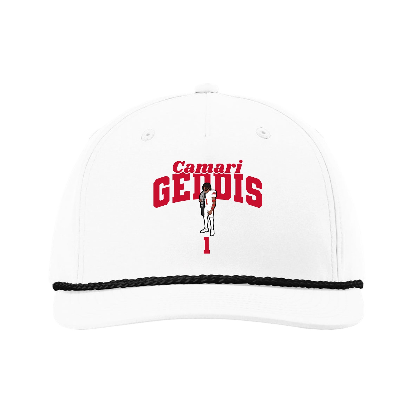 Five-Panel Classic Rope Cap — Signature Arch in White