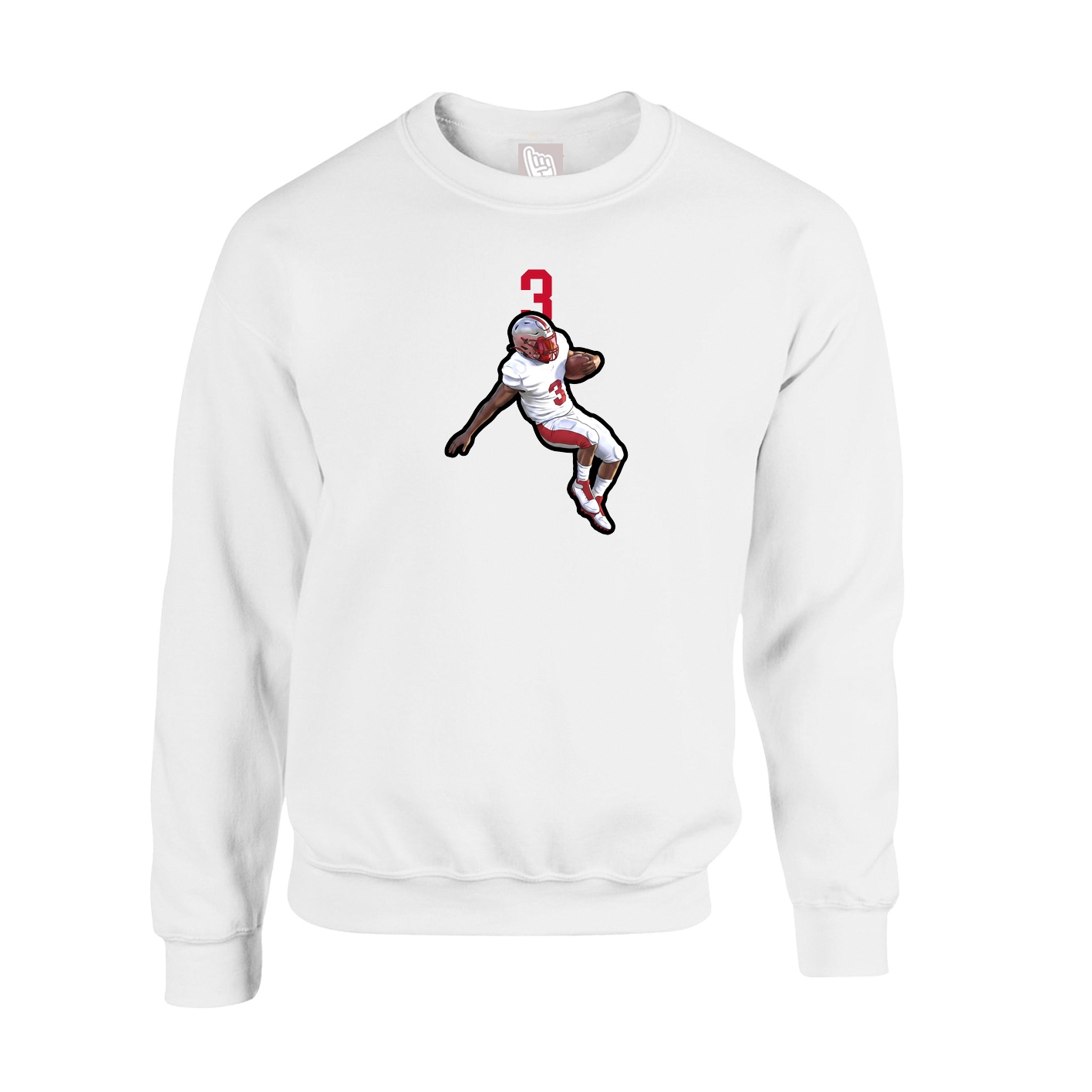 Fleece Crew — Number Top in White